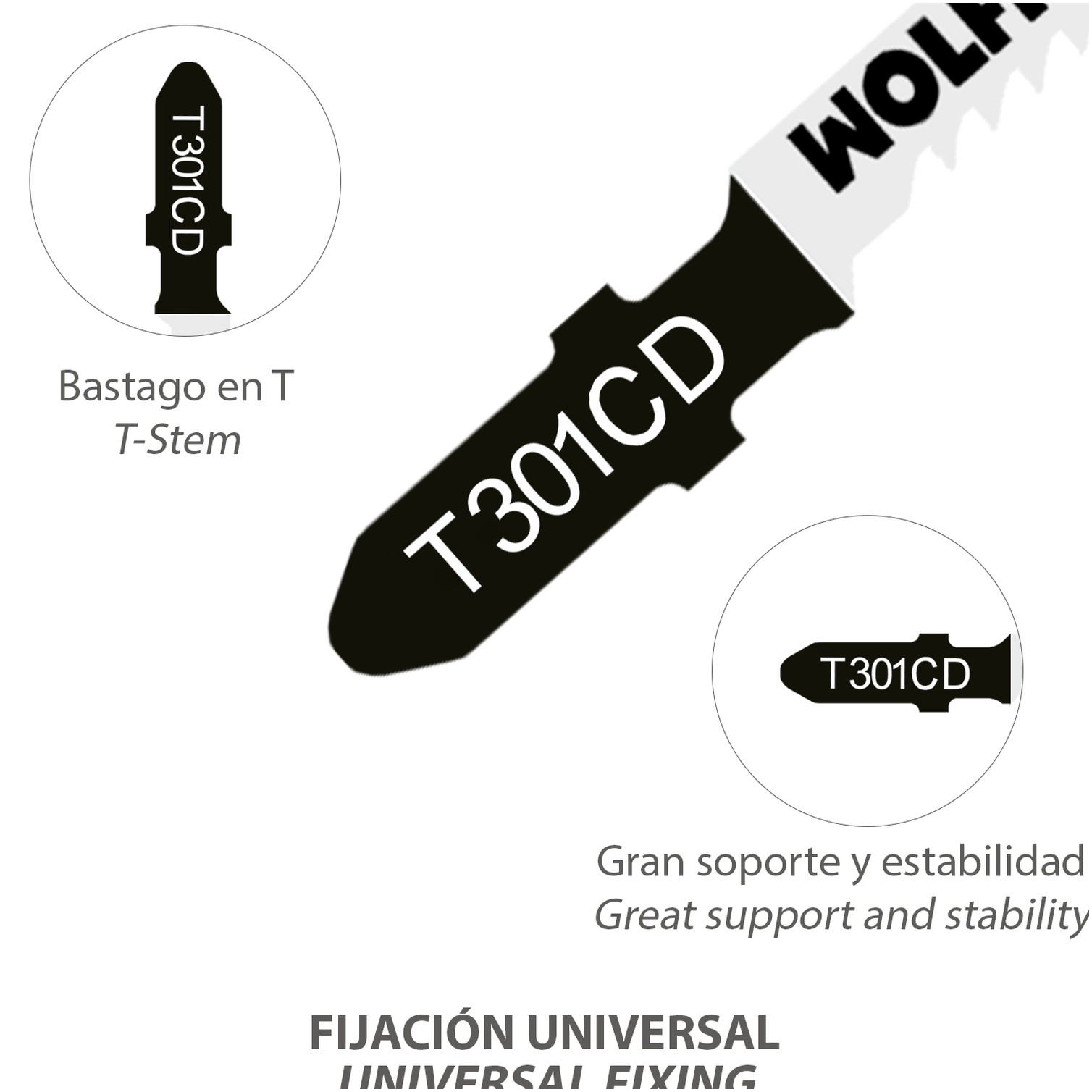Hojas Larga Sierra Calar Para Madera Corte Medio 5 Piezas. Hoja Cromo Vanadio 58. Vastago T Universal