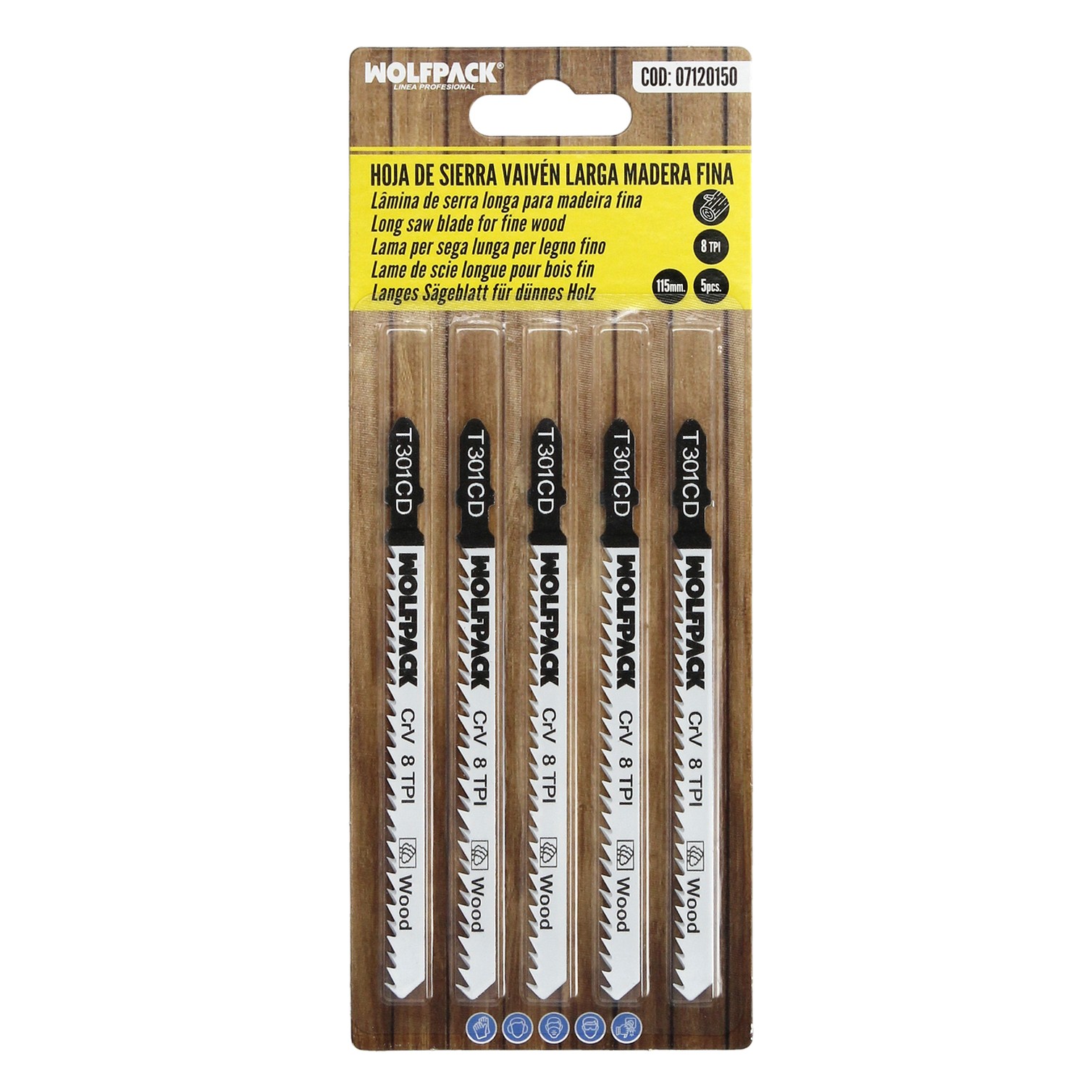 Hojas Larga Sierra Calar Para Madera Corte Medio 5 Piezas. Hoja Cromo Vanadio 58. Vastago T Universal