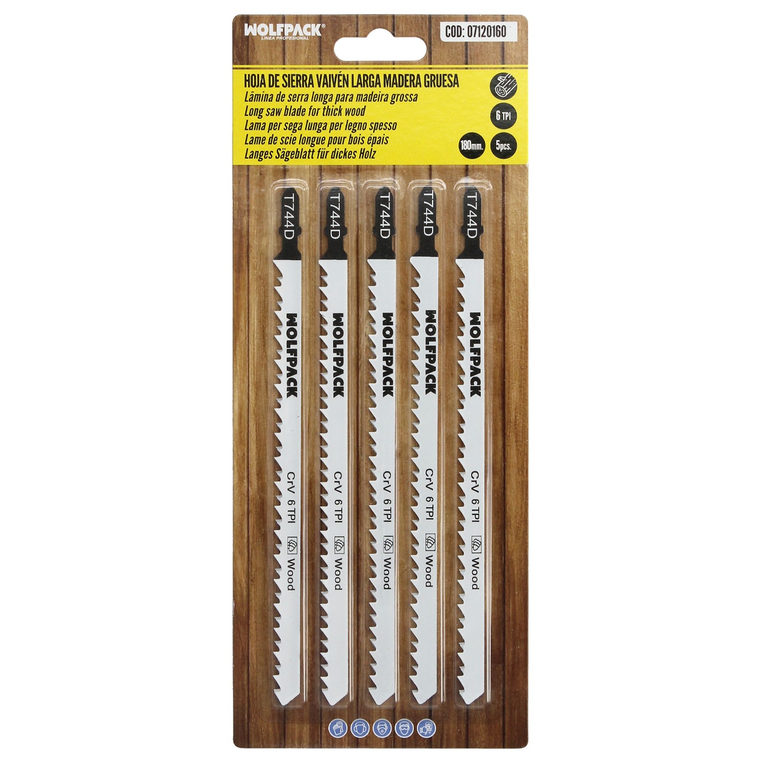Hoja Larga Sierra Calar Para Madera Corte Grueso 5 Piezas. Hoja Cromo Vanadio 58. Vastago T Universal.