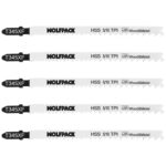 Hoja Larga Sierra Calar Para Madera / Metal / Plástico Corte Medio/Grueso 5 Piezas. Hoja Cromo Vanadio 58. Vastago T Universal.