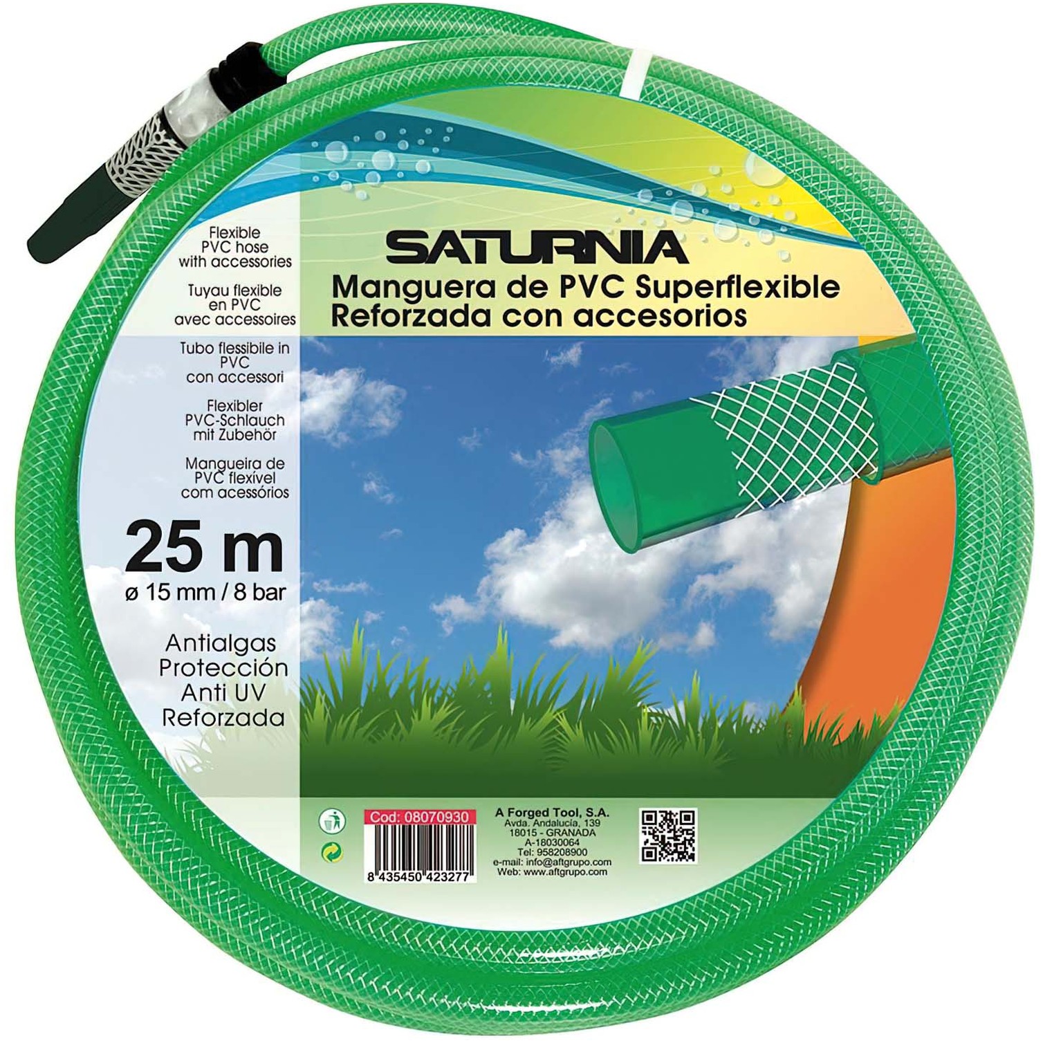 Manguera Latflex Reforzado 15 mm. - 5/8" Rollo 25 Metros Con Accesorios Manguera Jardin, Manguera Riego, Manguera Reforzada,