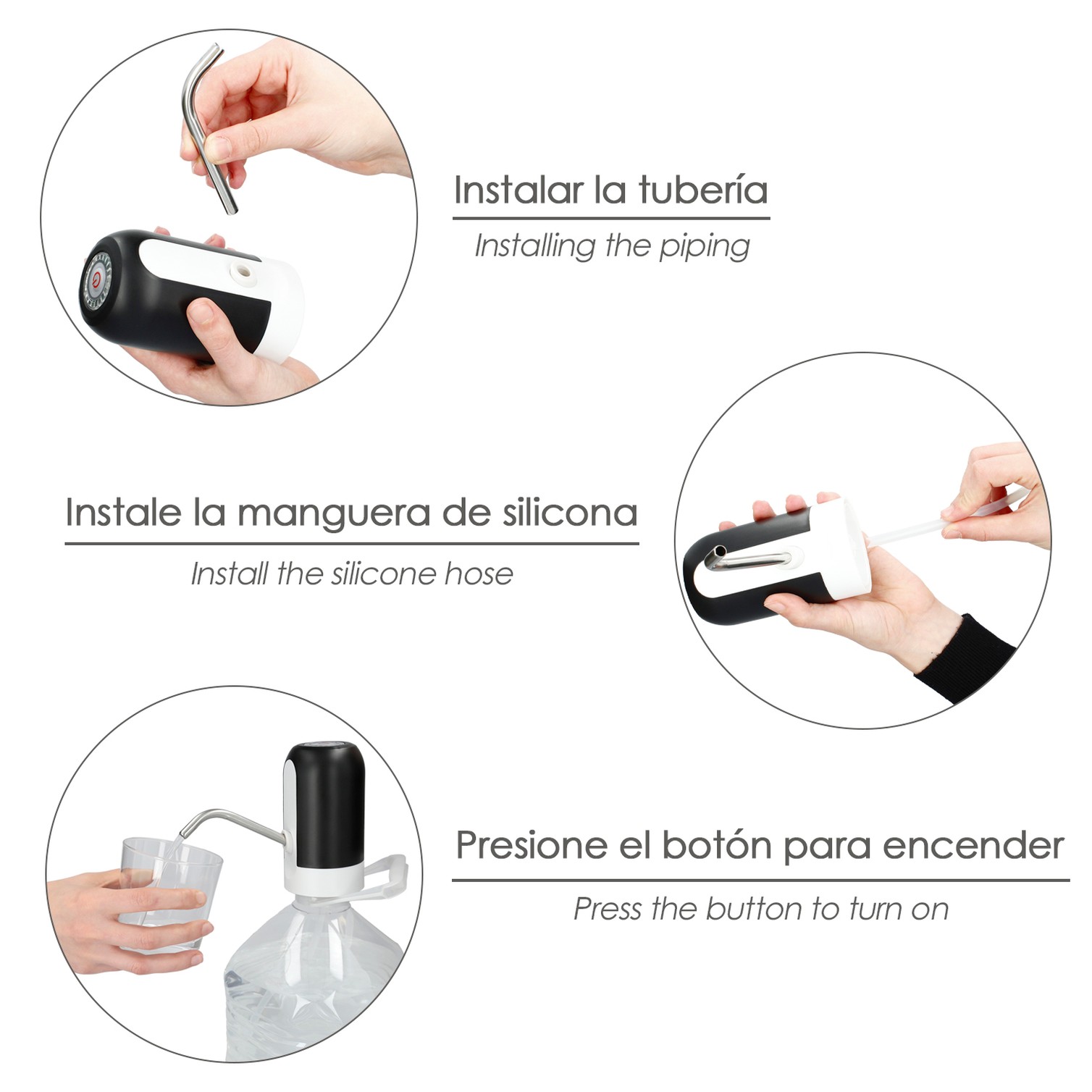 Dispensador De Agua Automático Para Garrafas y Botellas Con Cargador USB Tipo C
