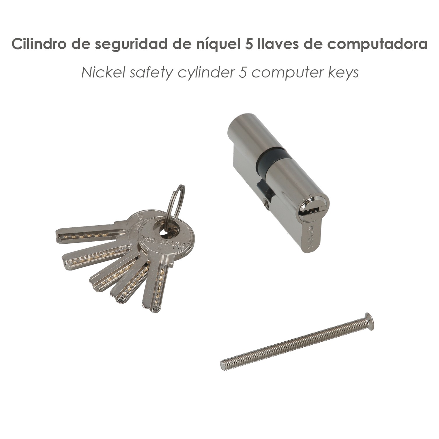 Cilindro Seguridad 35x35 mm/13,5 Leva Corta Niquelado Con 5 llaves