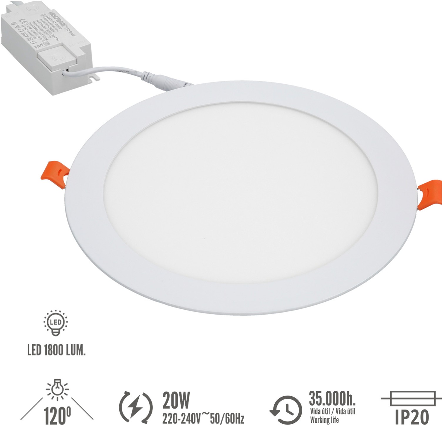 Downlight Led Empotrar 20 Watt 1800 Lumenes 4500K