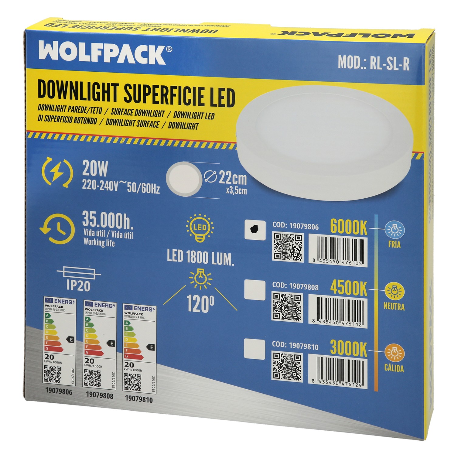 Downlight Superficie Led 20 Watt 1800 Lumenes 6000K
