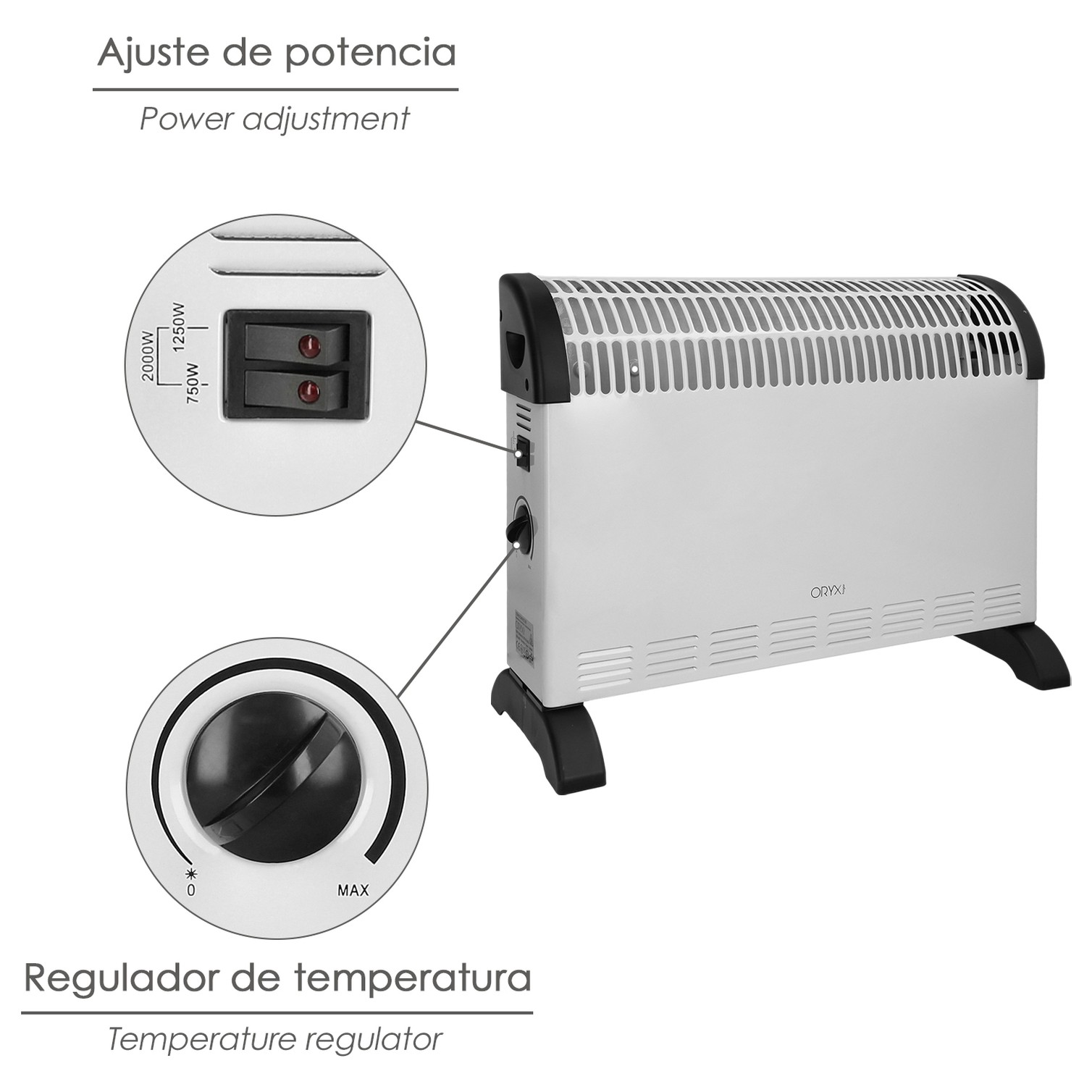 Termoconvector De Suelo potencia de 750 / 1250 / 2000w