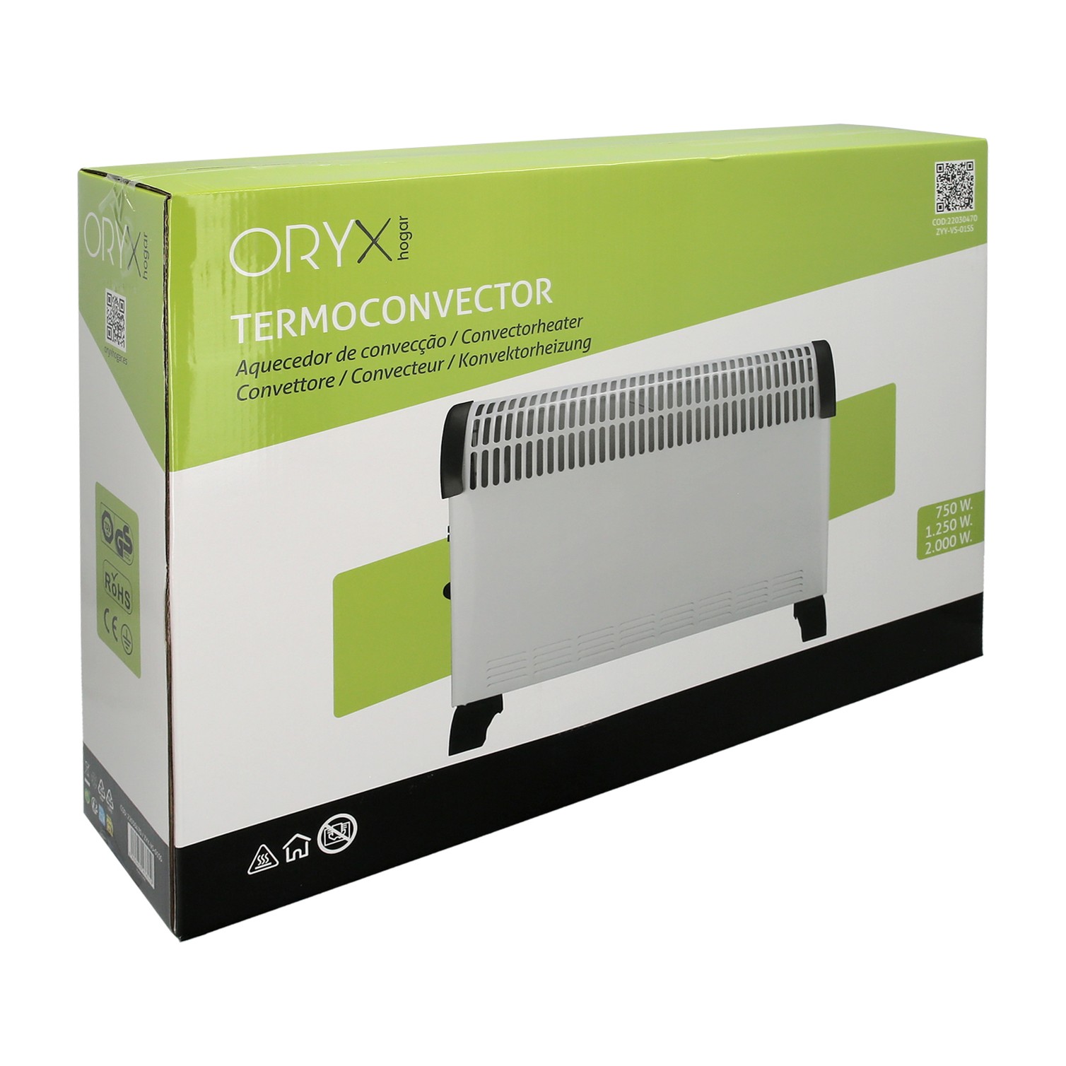 Termoconvector De Suelo potencia de 750 / 1250 / 2000w