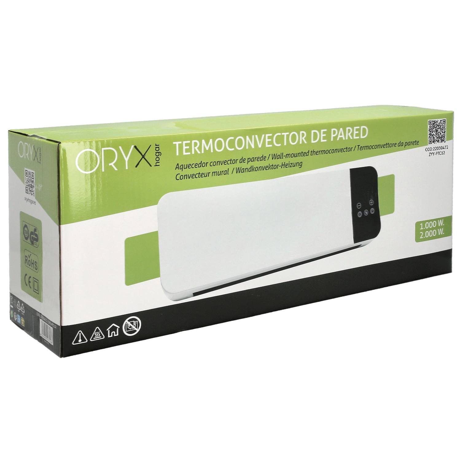 Termoconvector De Pared Split 1000 / 2000 Watt.