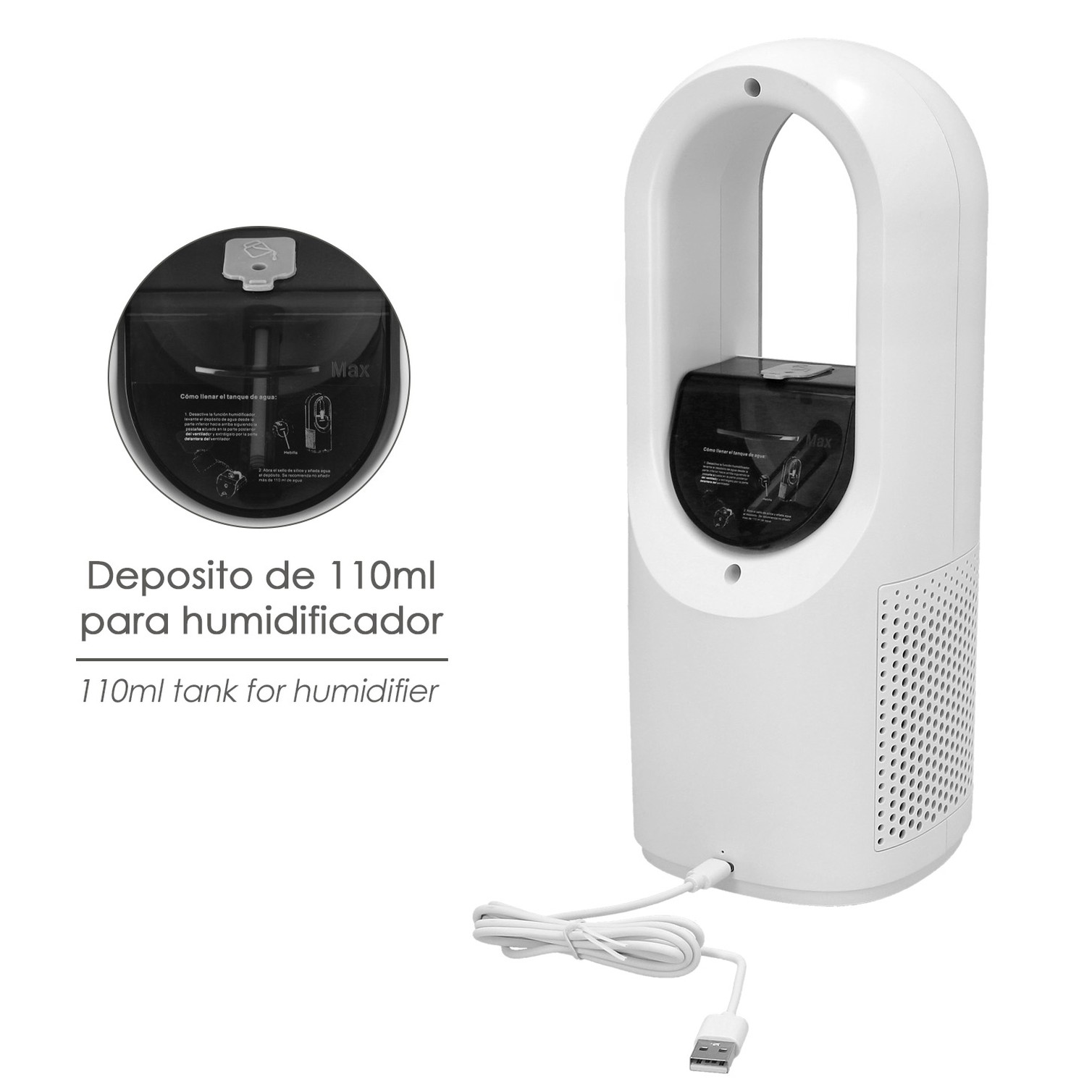 Ventilador Sobremesa Bateria Sin Aspas