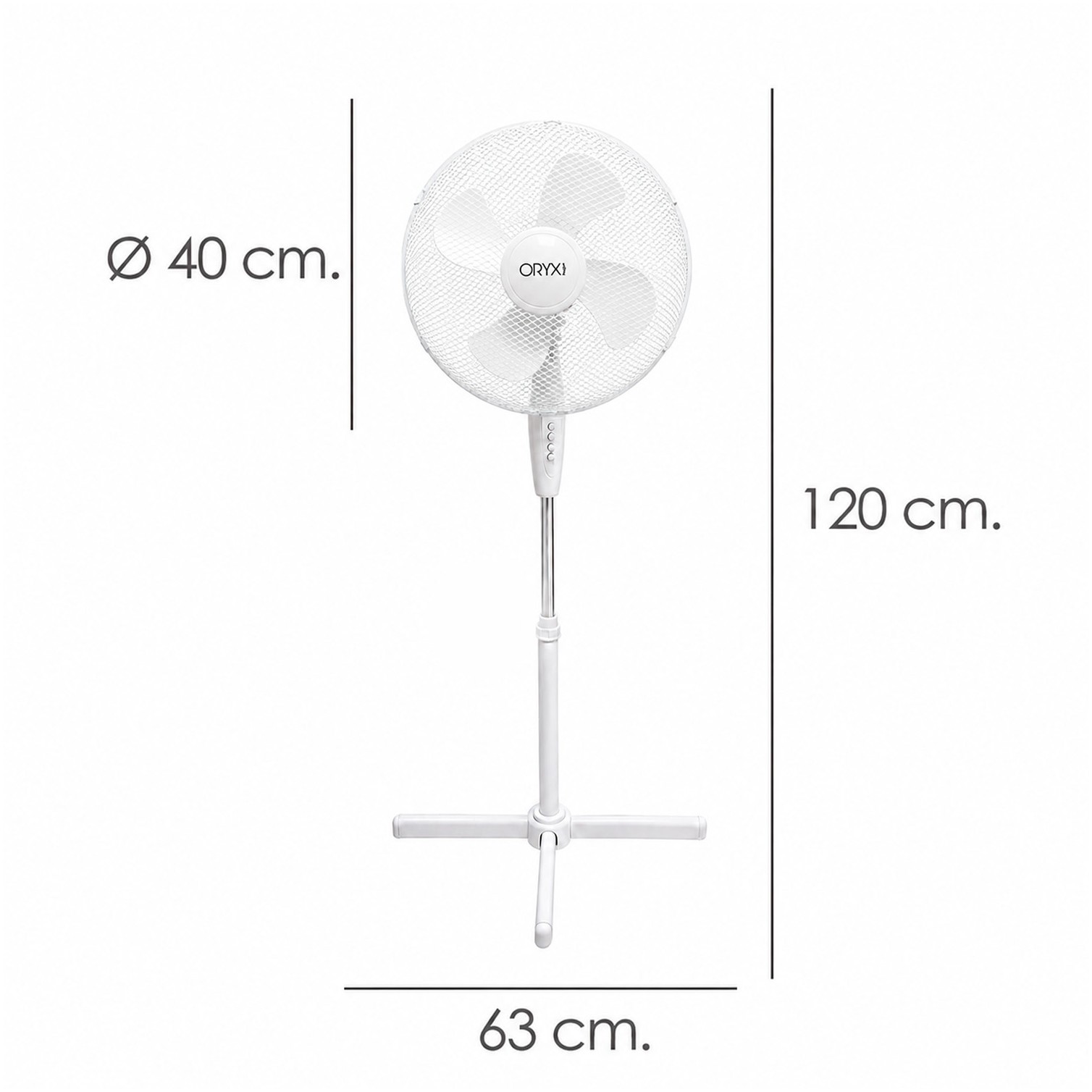 Ventilador Pie Blanco 45 Watt - 1,2 Metro Alto.