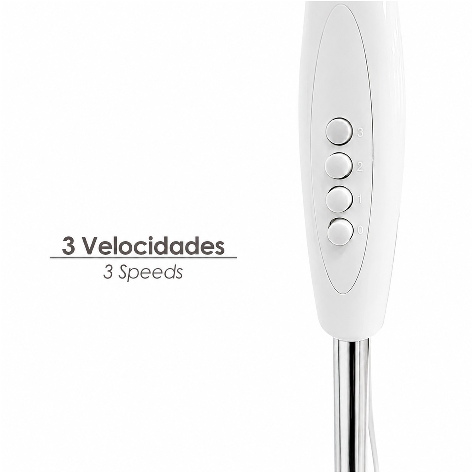 Ventilador Pie Blanco 45 Watt - 1,2 Metro Alto.