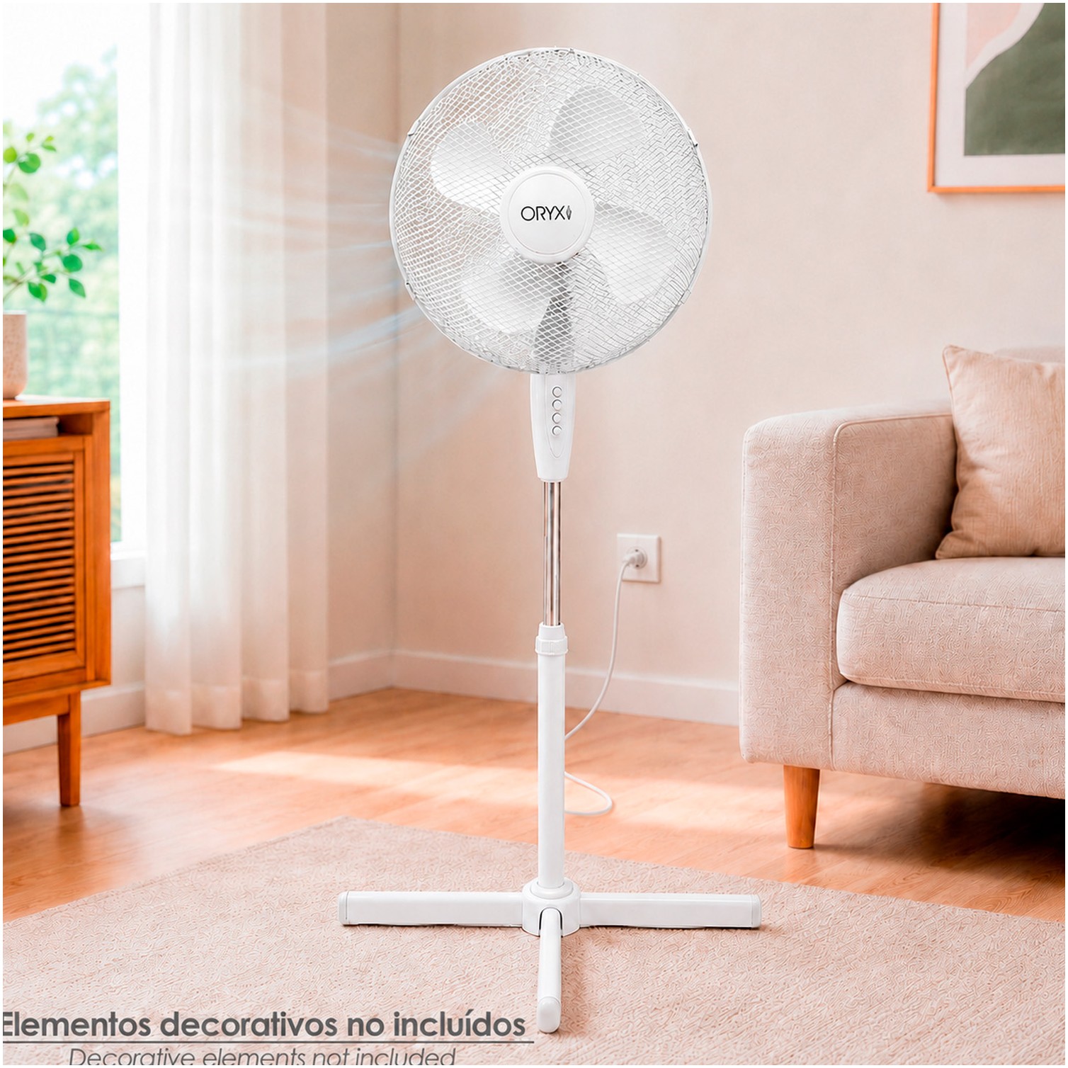 Ventilador Pie Blanco 45 Watt - 1,2 Metro Alto.