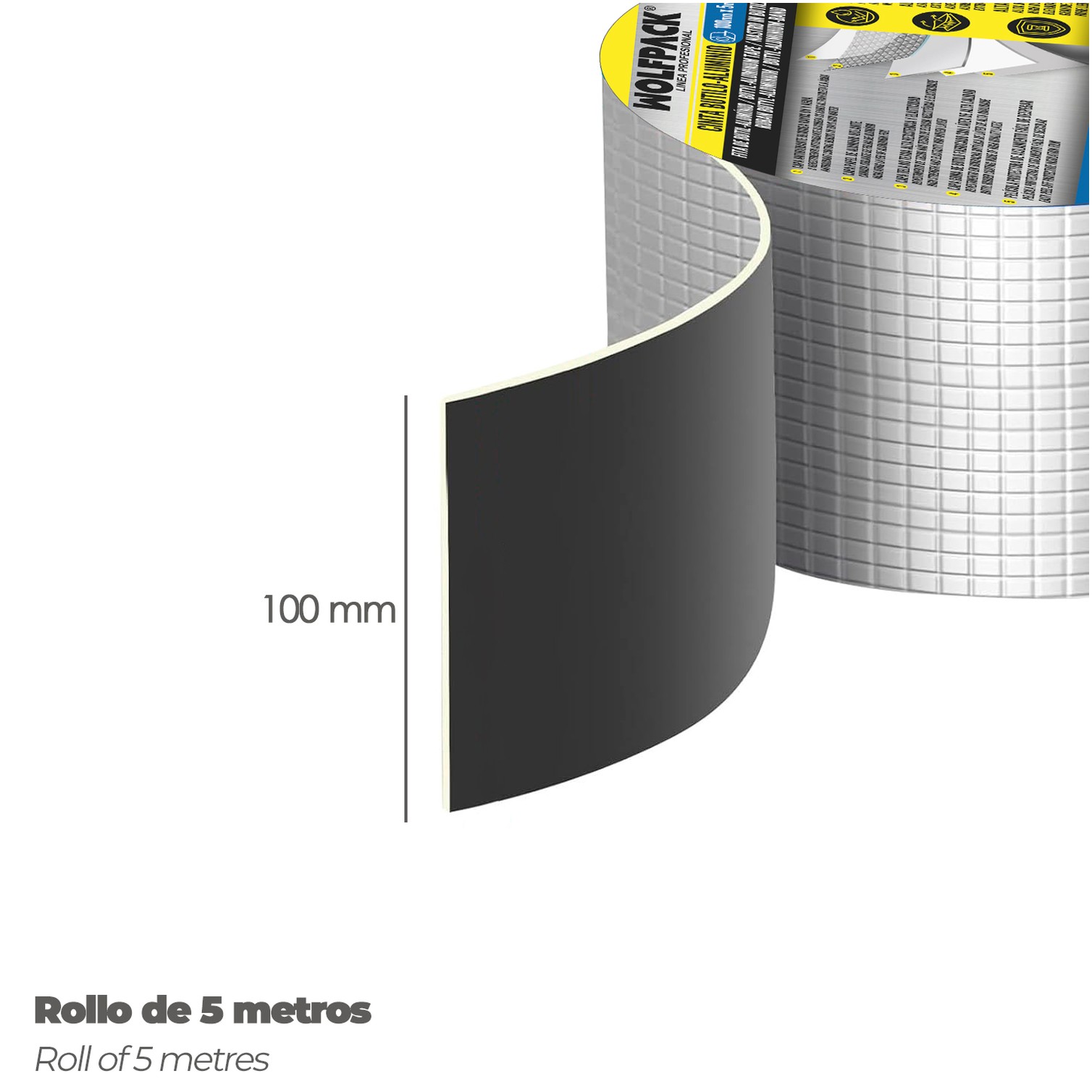 Cinta Butilo-aluminio 100 mm. 5 metros.
