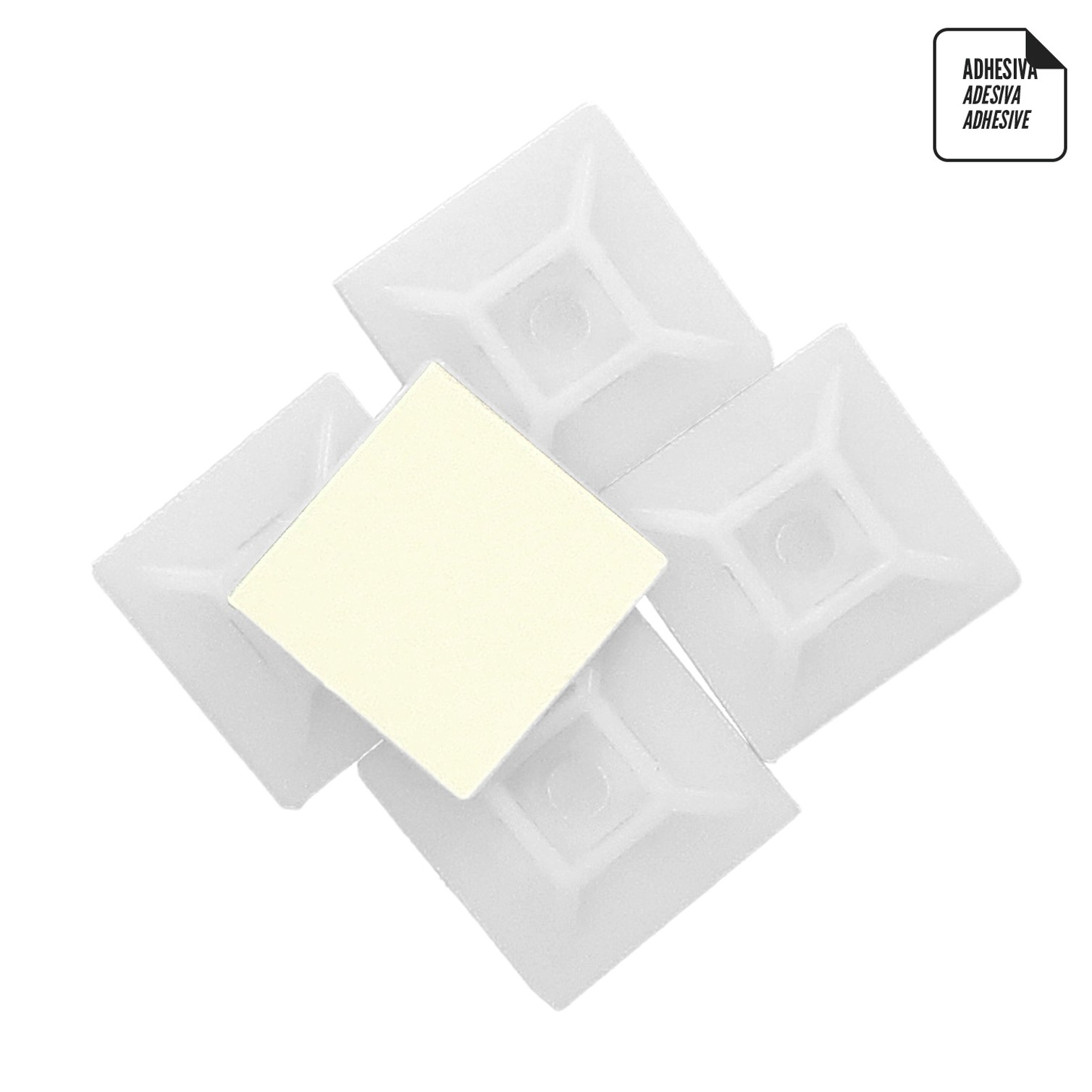 Base Adhesiva Para Bridas 19x19 mm. Blanca Bolsa 100 Unidades