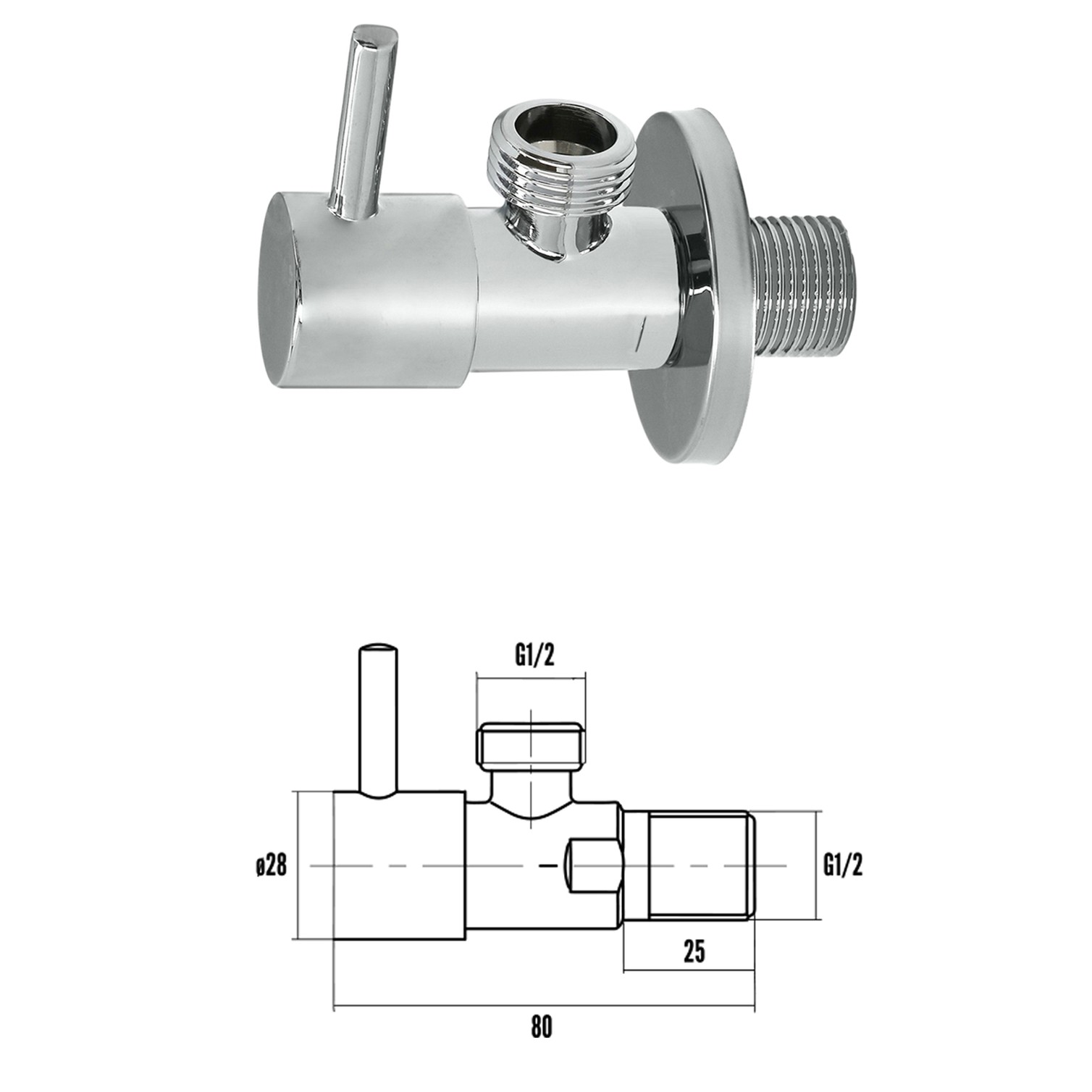 Llave De Escuadra Cerámica 1/2" - 1/2"