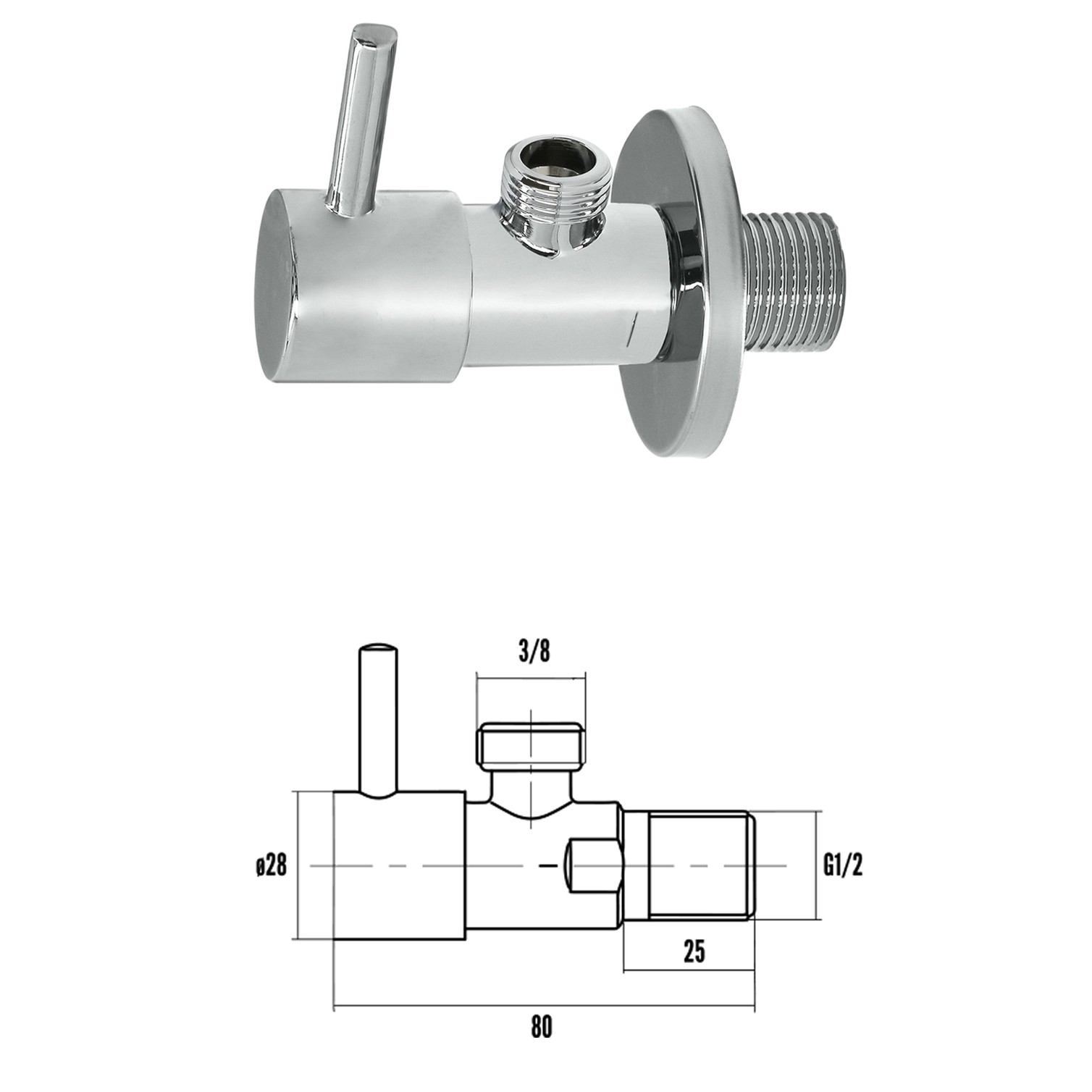 Llave De Escuadra Cerámica 1/2" - 3/8"