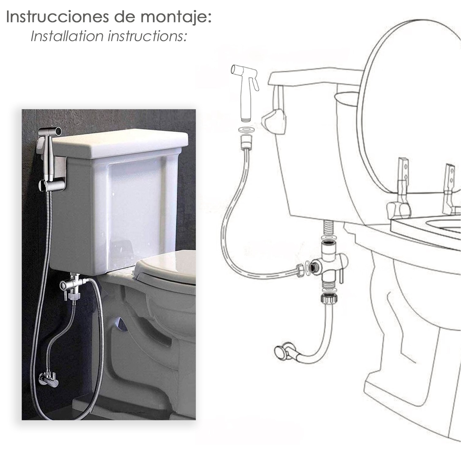 Ducha Bidet WC Con Válvula Cerámica H 1/2" M 1/2" M 1/2"