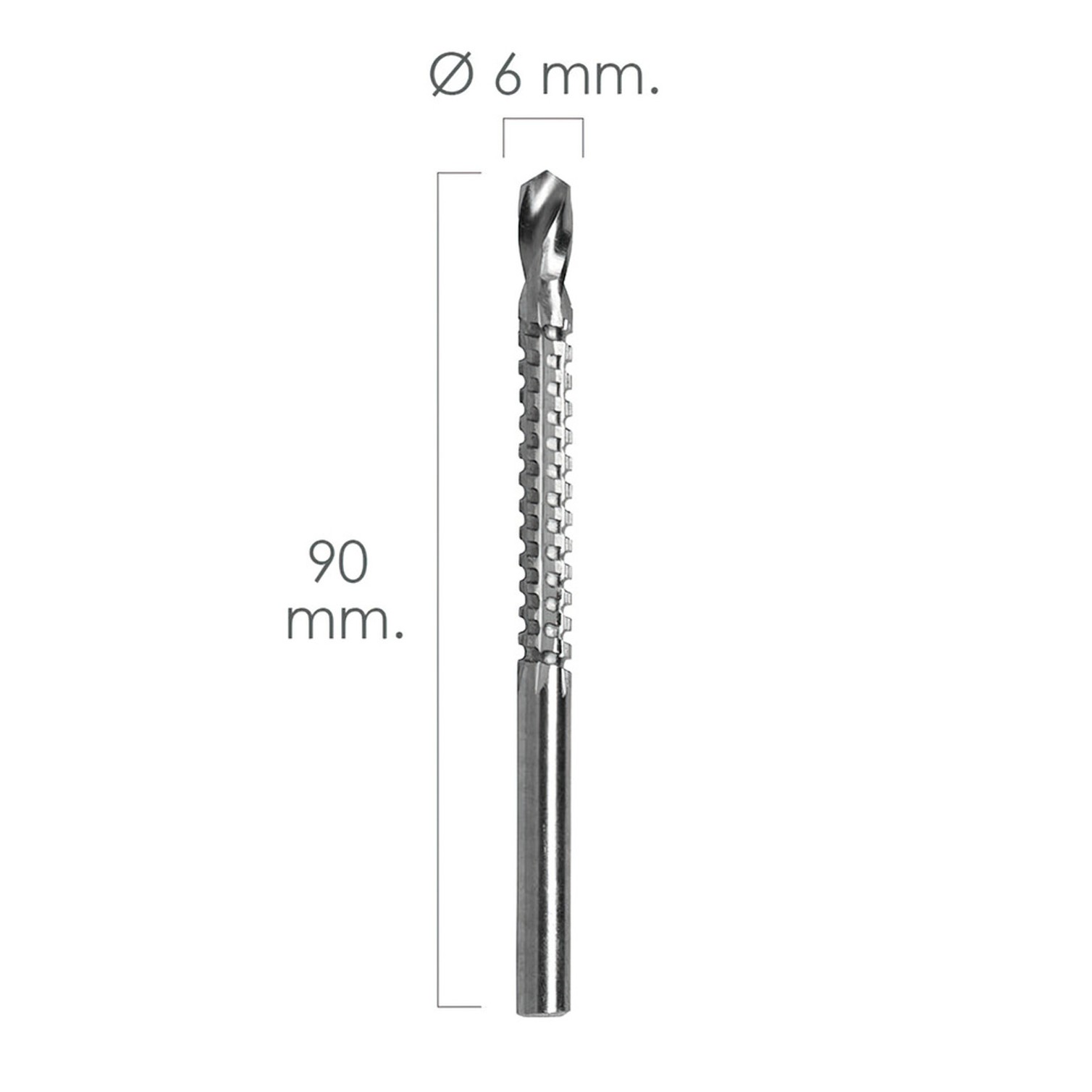Fresa Rotativa Para Madera Espigada Ø 6 x 90 mm. Para Taladro / Fresadora