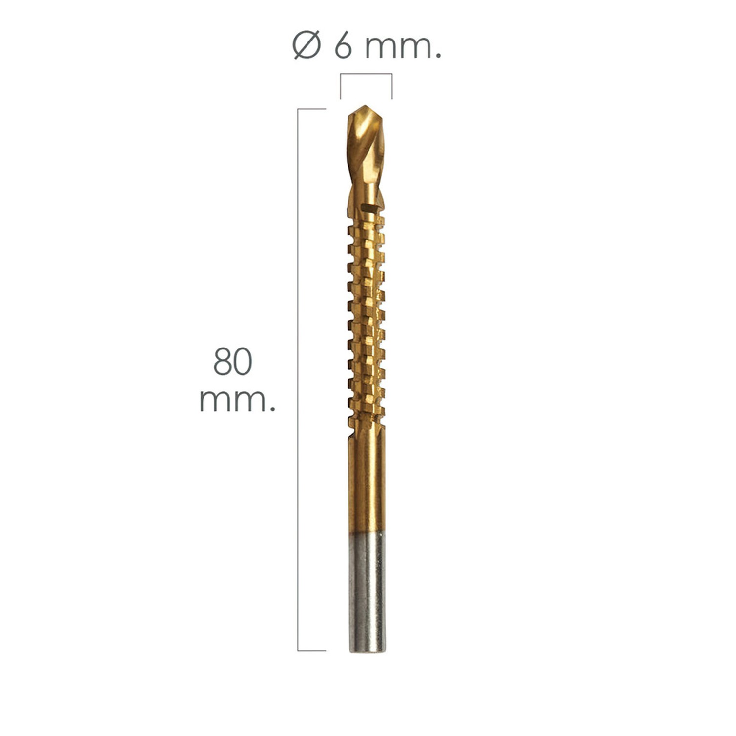 Fresa Rotativa Para Metales HSS Ø 6 x 80 mm. Para Taladro / Fresadora