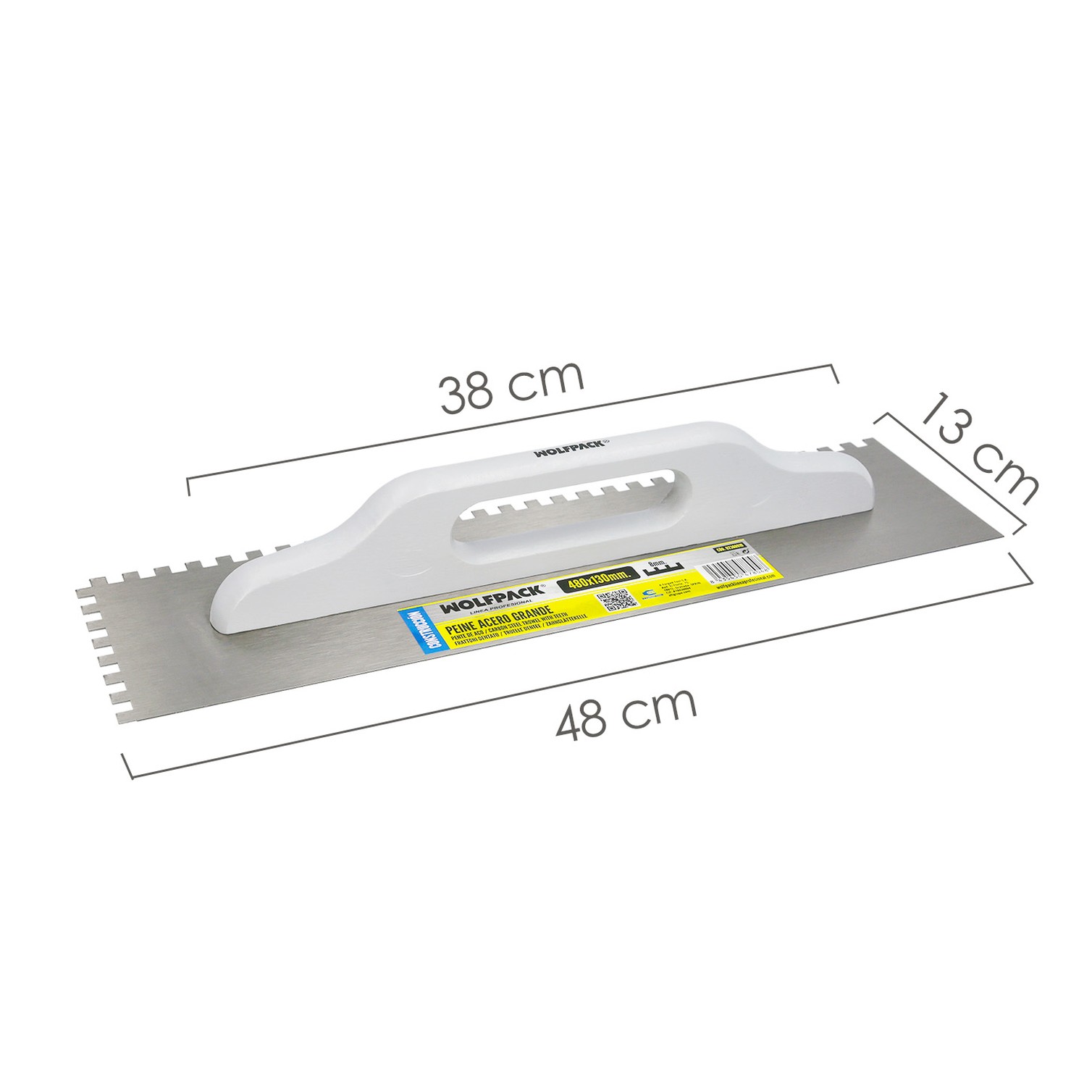 Peine Acero Grande 480x130 mm. Dientes de 8 mm.