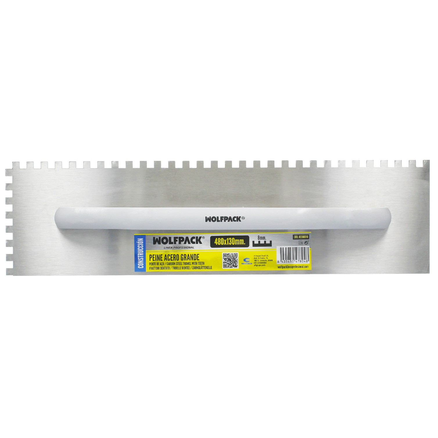 Peine Acero Grande 480x130 mm. Dientes de 8 mm.