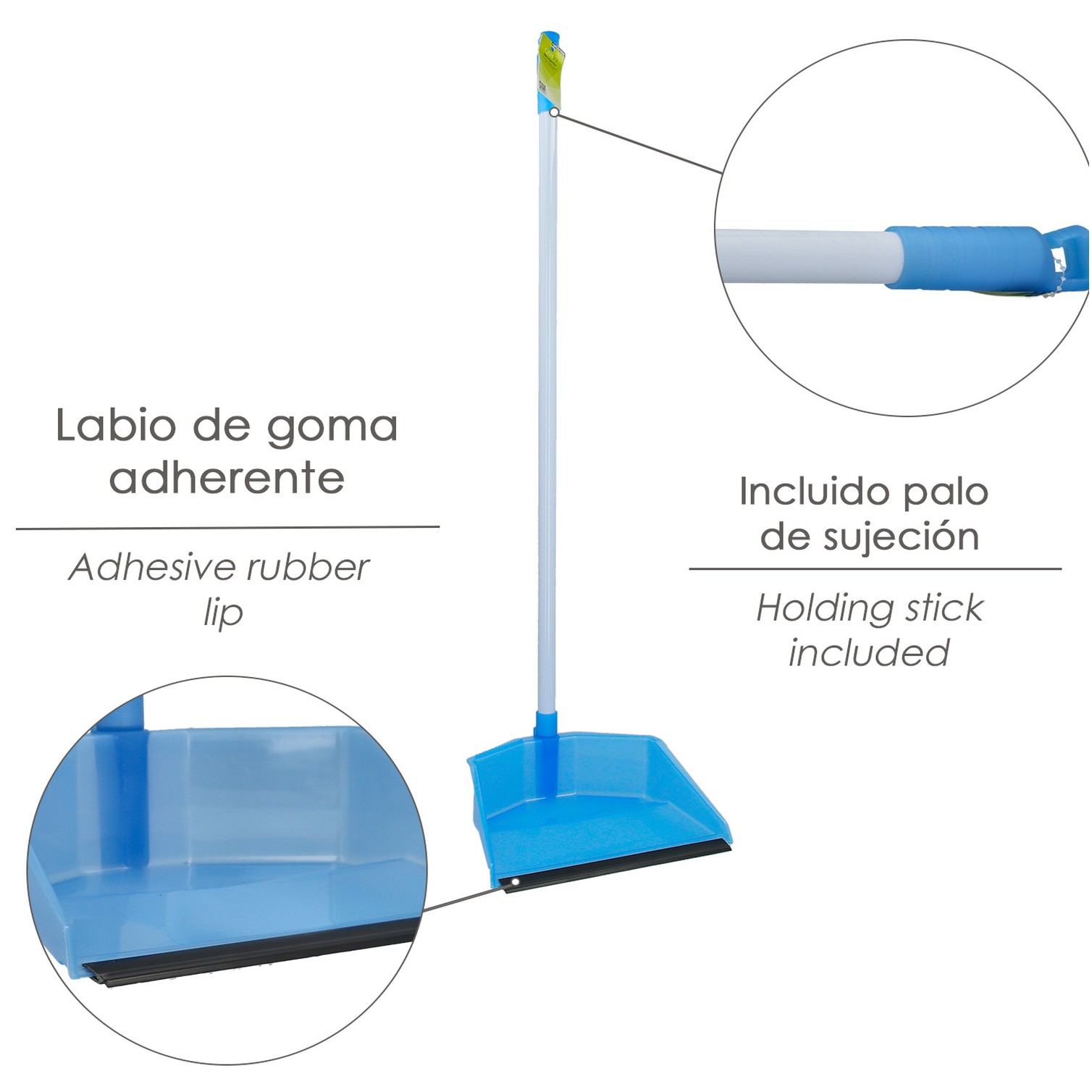 Recogedor con labio de goma.