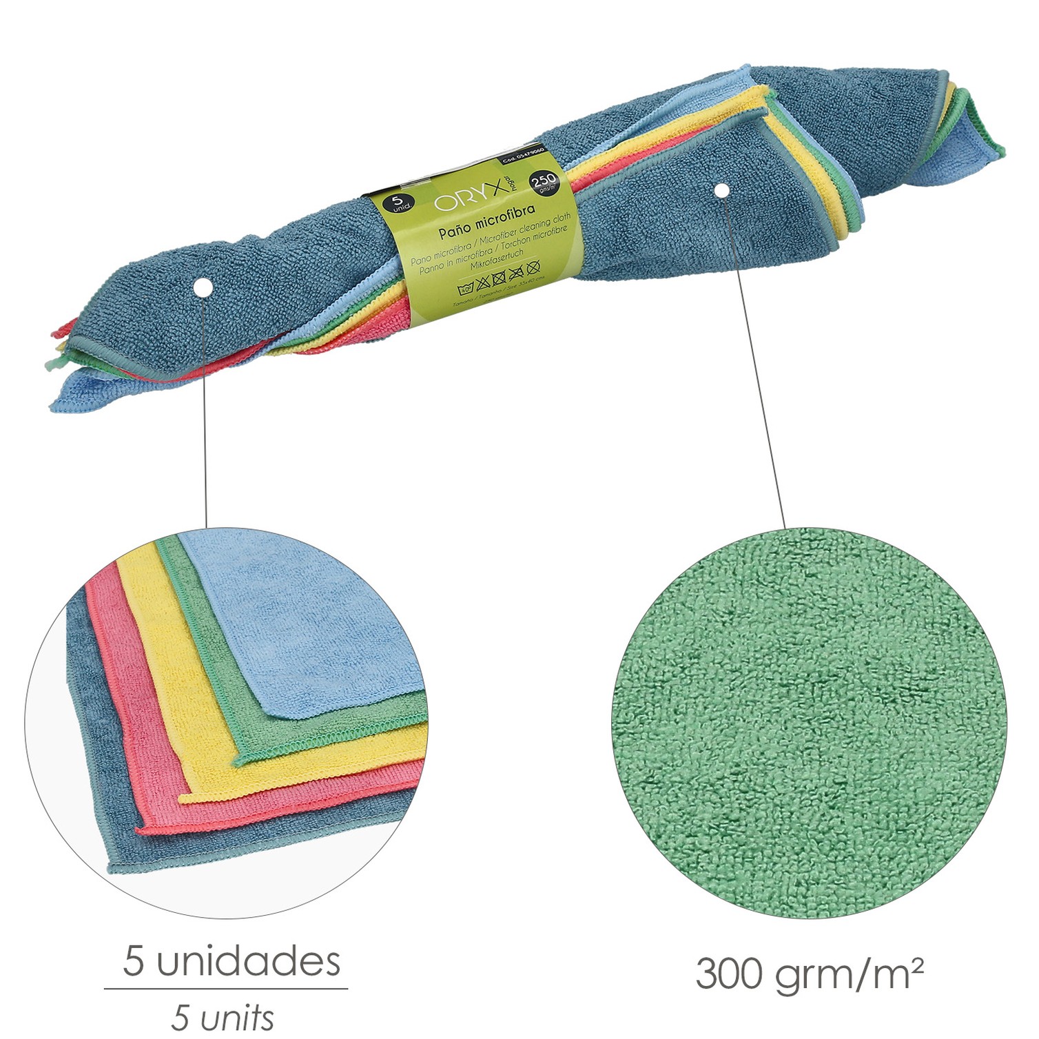 Paño Microfibra 35 x 40 cm / 300 Gramos (Pack 5 Piezas)
