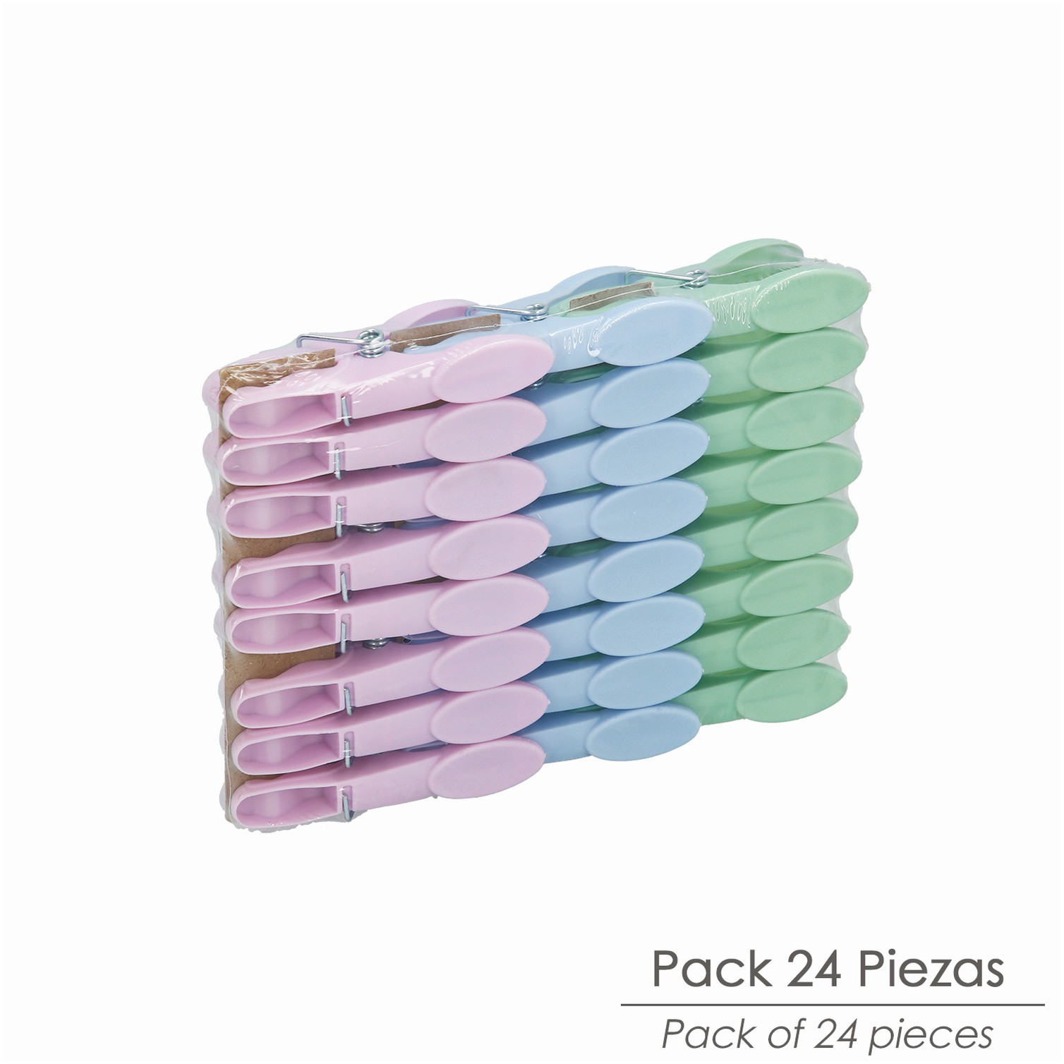 Pinzas Tender Ropa Plastico (Pak 24 Pz)