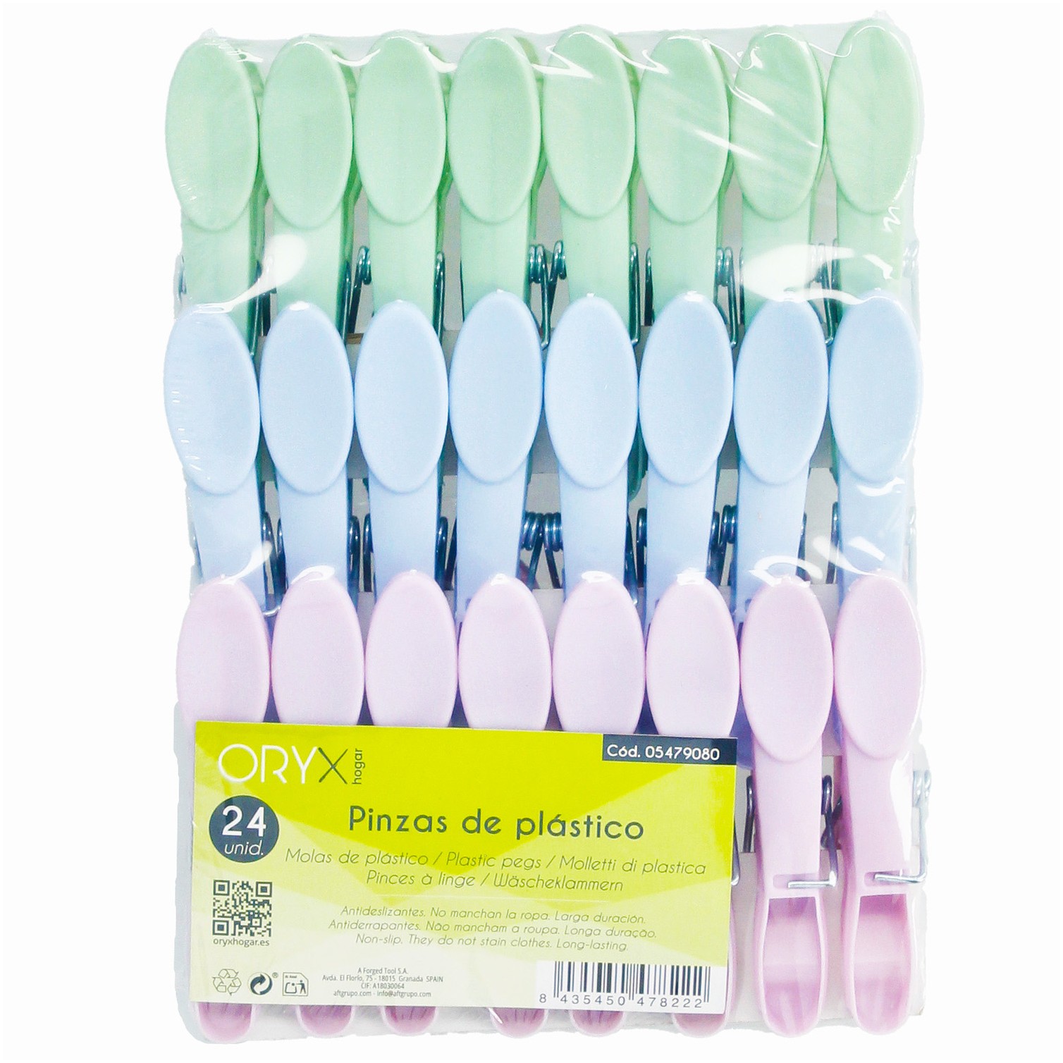 Pinzas Tender Ropa Plastico (Pak 24 Pz)