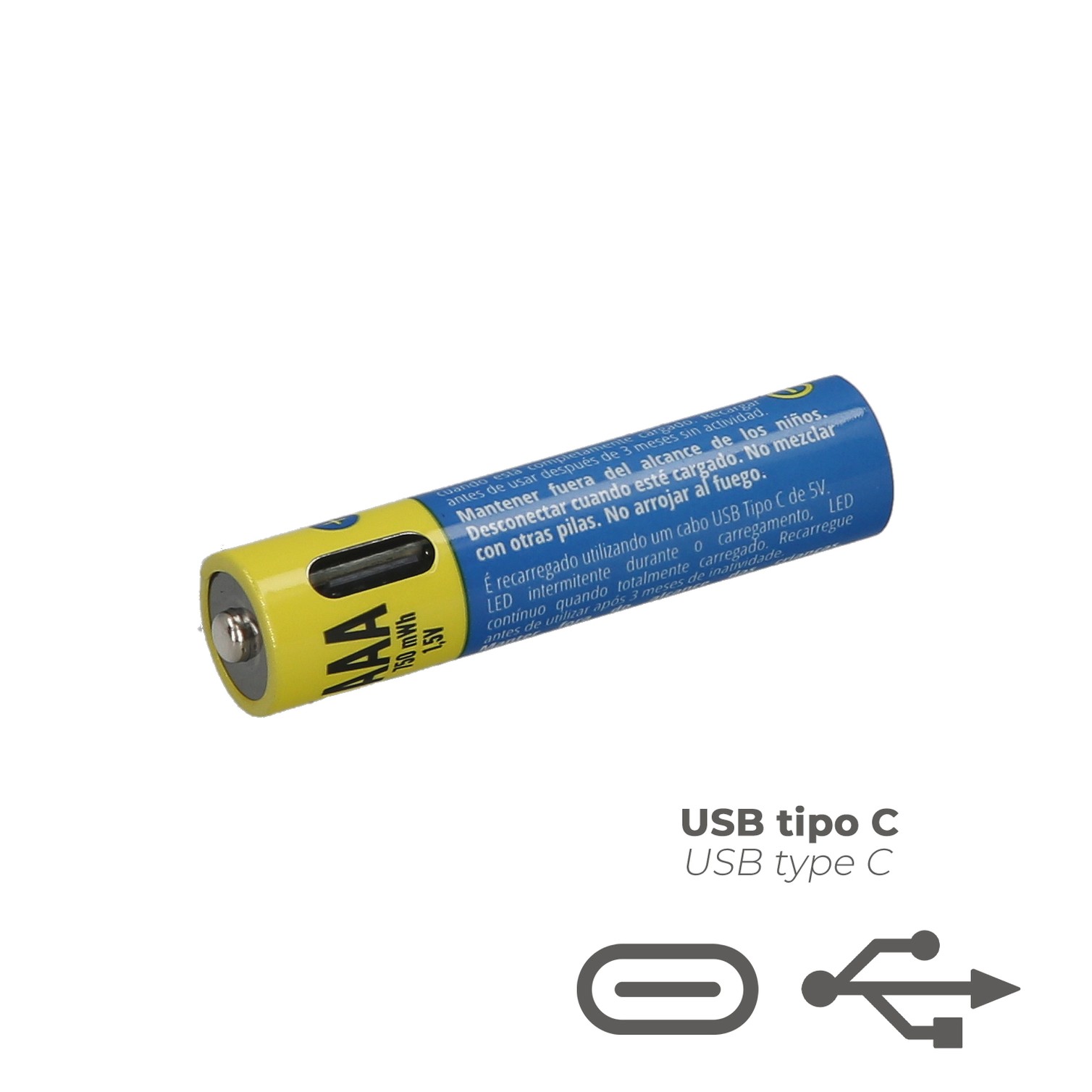 Pila Litio Recargable "AAA" 1,5V USB-C (4 Unidades)