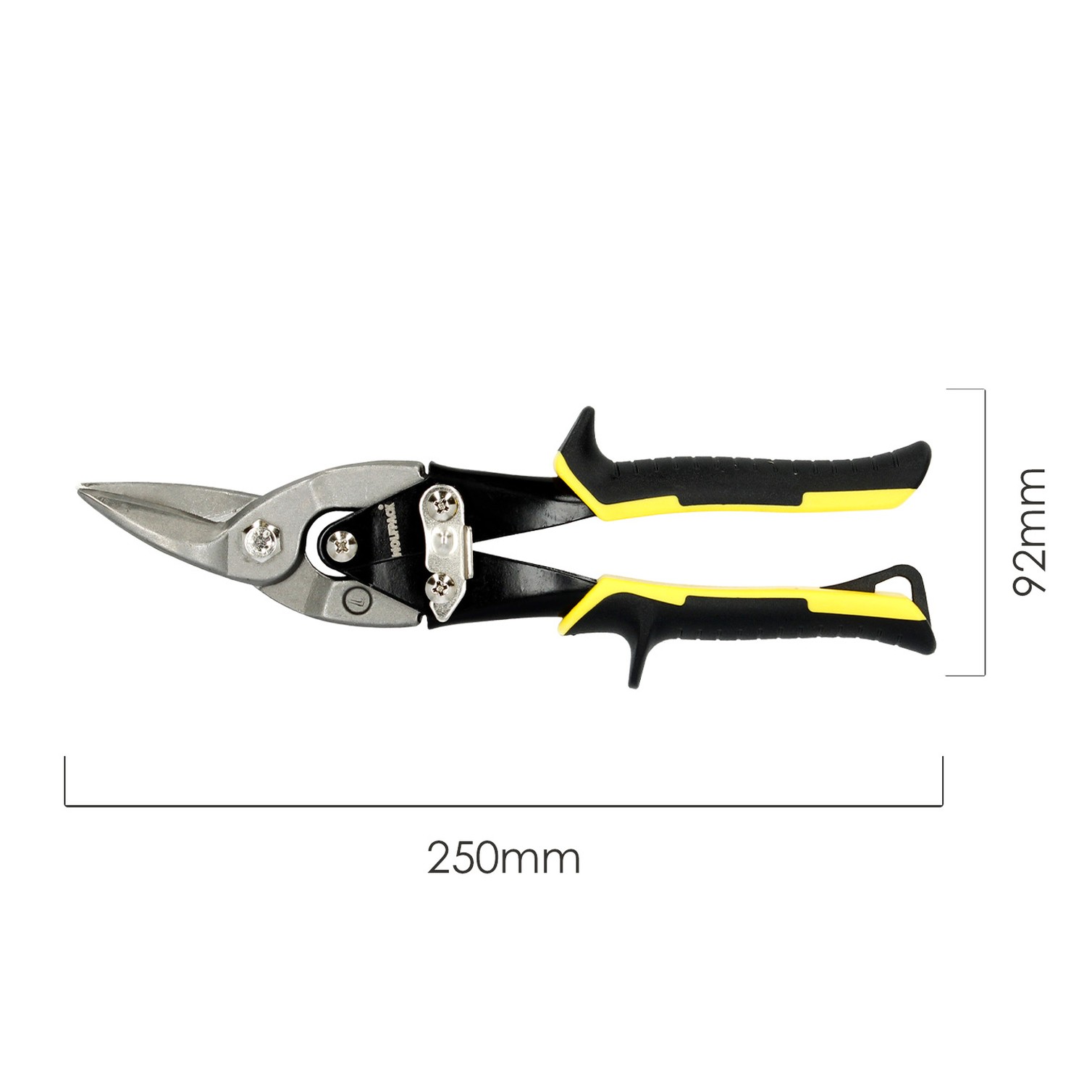 Tijeras Chapa Corte Derechas 250 mm. Hoja Acero Al Carbono, Mangos Engomados, Con Dientes Serrados, Cortachapa, Tijera Aviacion