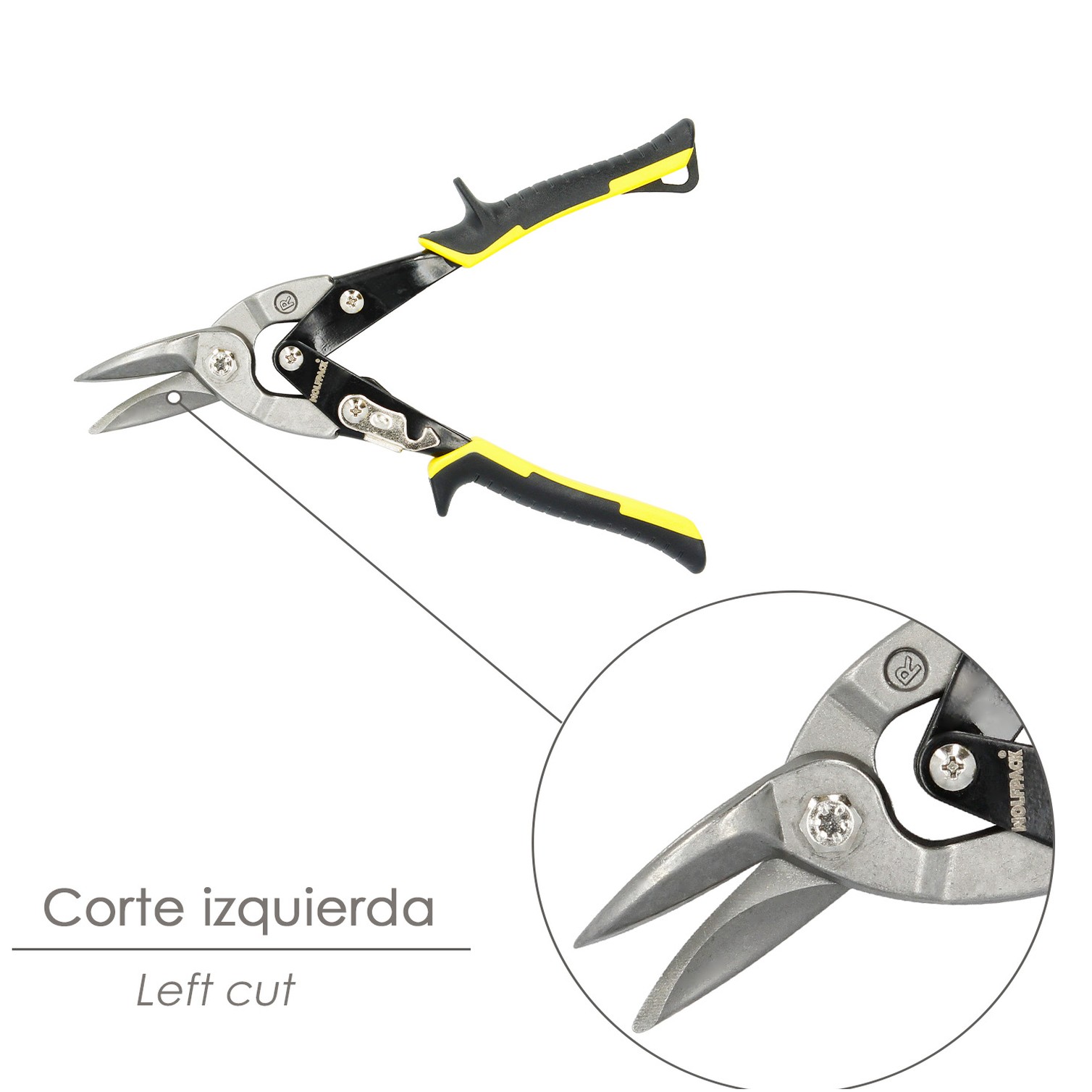 Tijeras Chapa Corte Izquierda 250 mm. Hoja Acero Al Carbono, Mangos Engomados, Con Dientes Serrados, Cortachapa, Tijera Aviacion