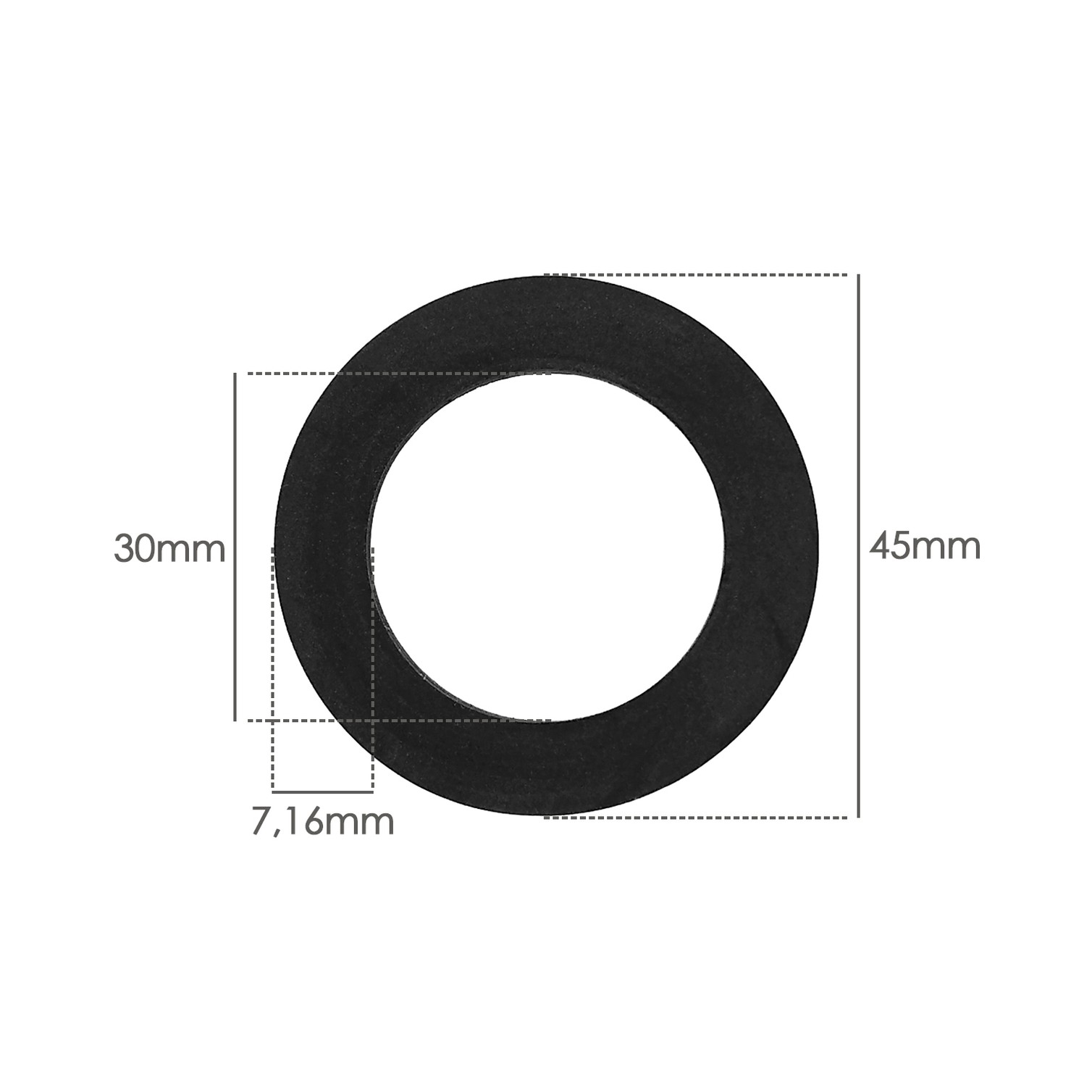 Junta Plana Ancha 1 1/2" 30 x 44,5 x 2,5 Mm Bolsa 100 Unidades
