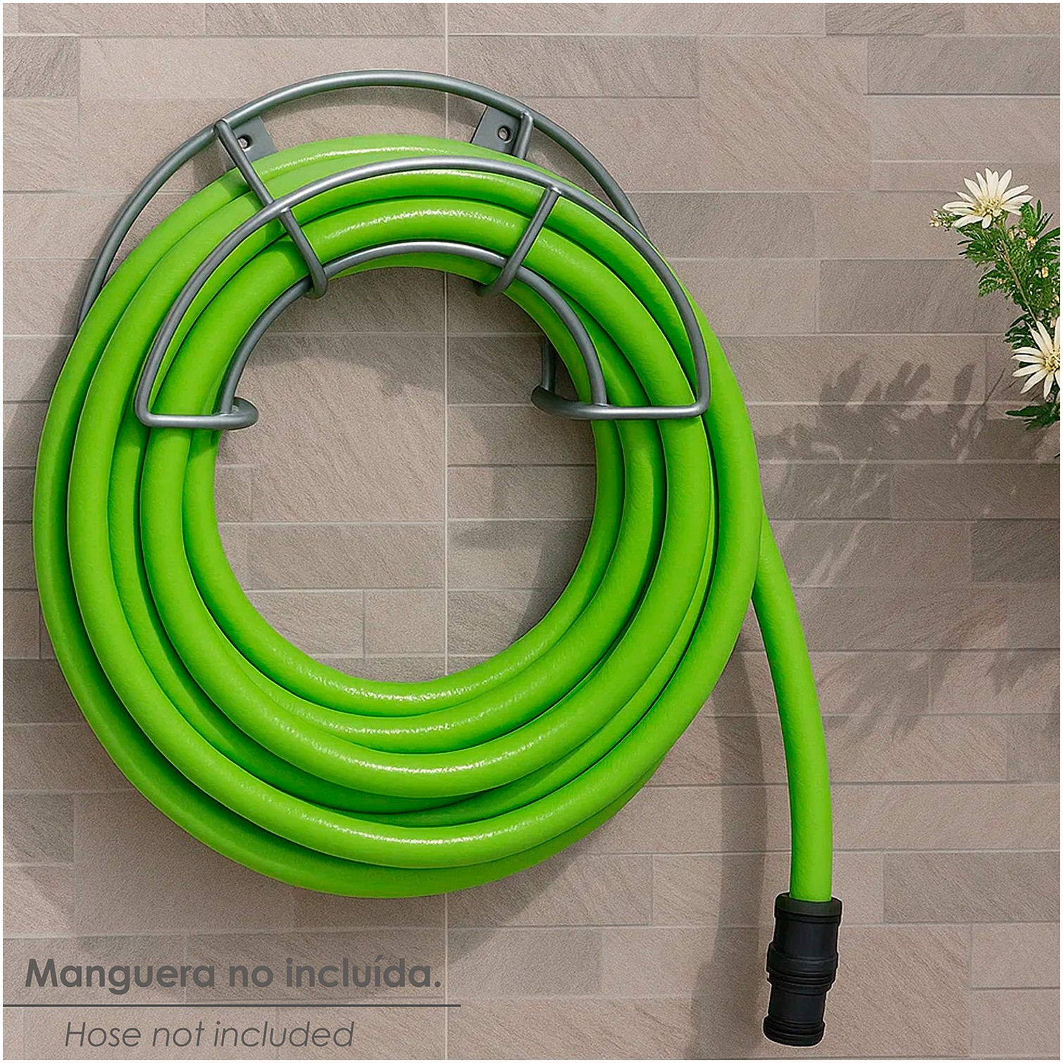Soporte Manguera Pared Metalica 1/2 Luna Color Gris