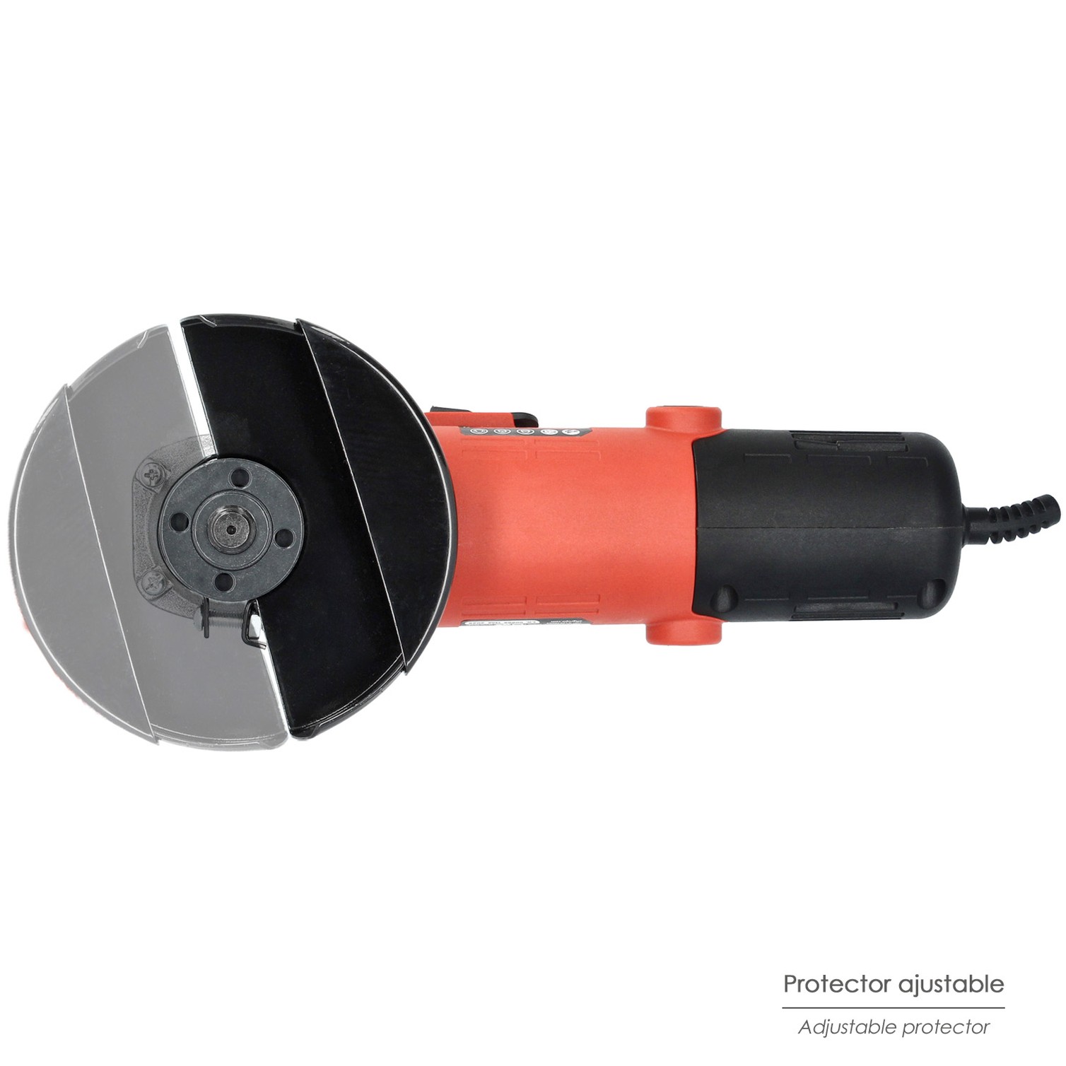 Amoladora 500 Watt. Ø 115 mm. 12.000 R.P.M. Eje M14 Protector Disco Ajustable, Anti arranque