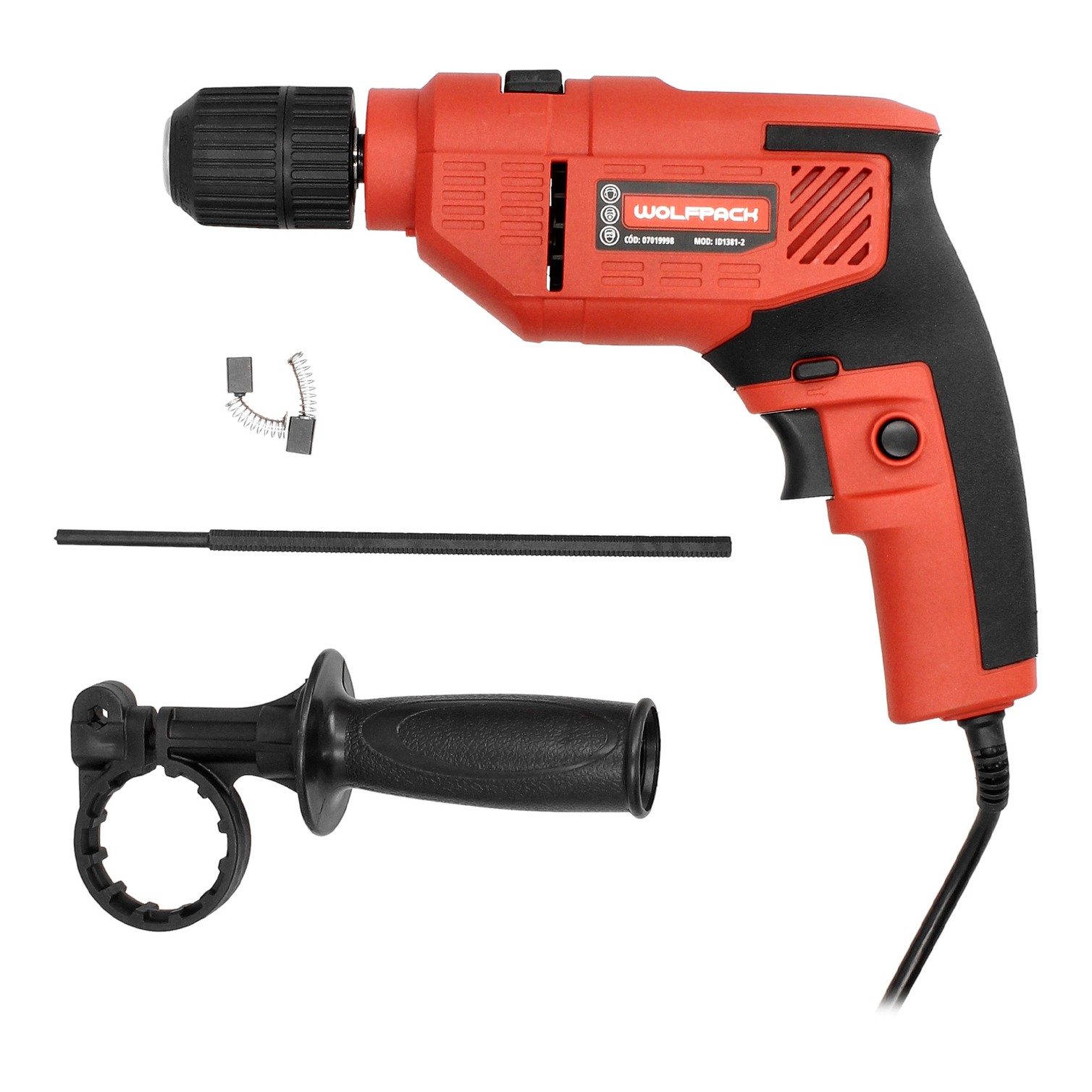 Taladro Percutor 550 Watt 13 mm. Con Variador de Velocidad. Incluye Empuñadura y Guia Metalica.