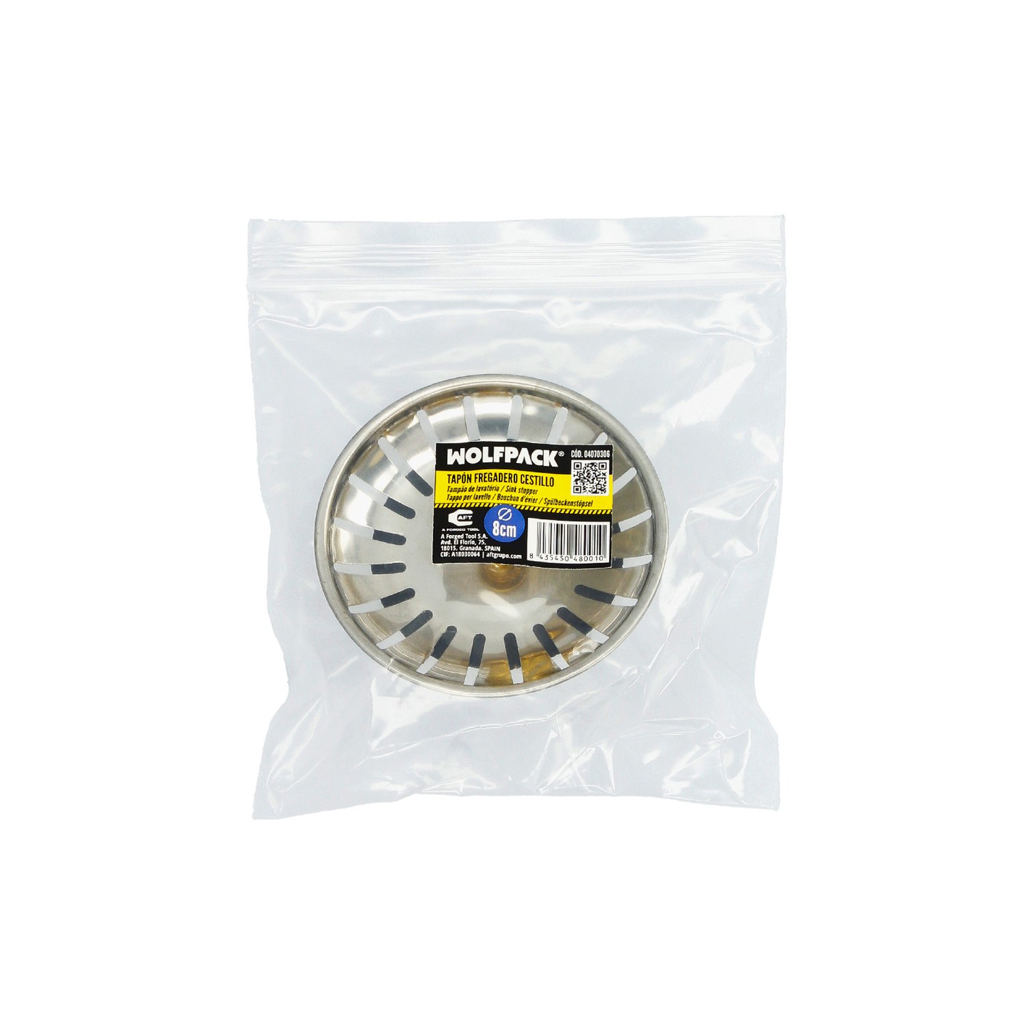 Tapon Valvula Cesta Para Fregadero Inoxidable Click Clack Ø 8 cm.