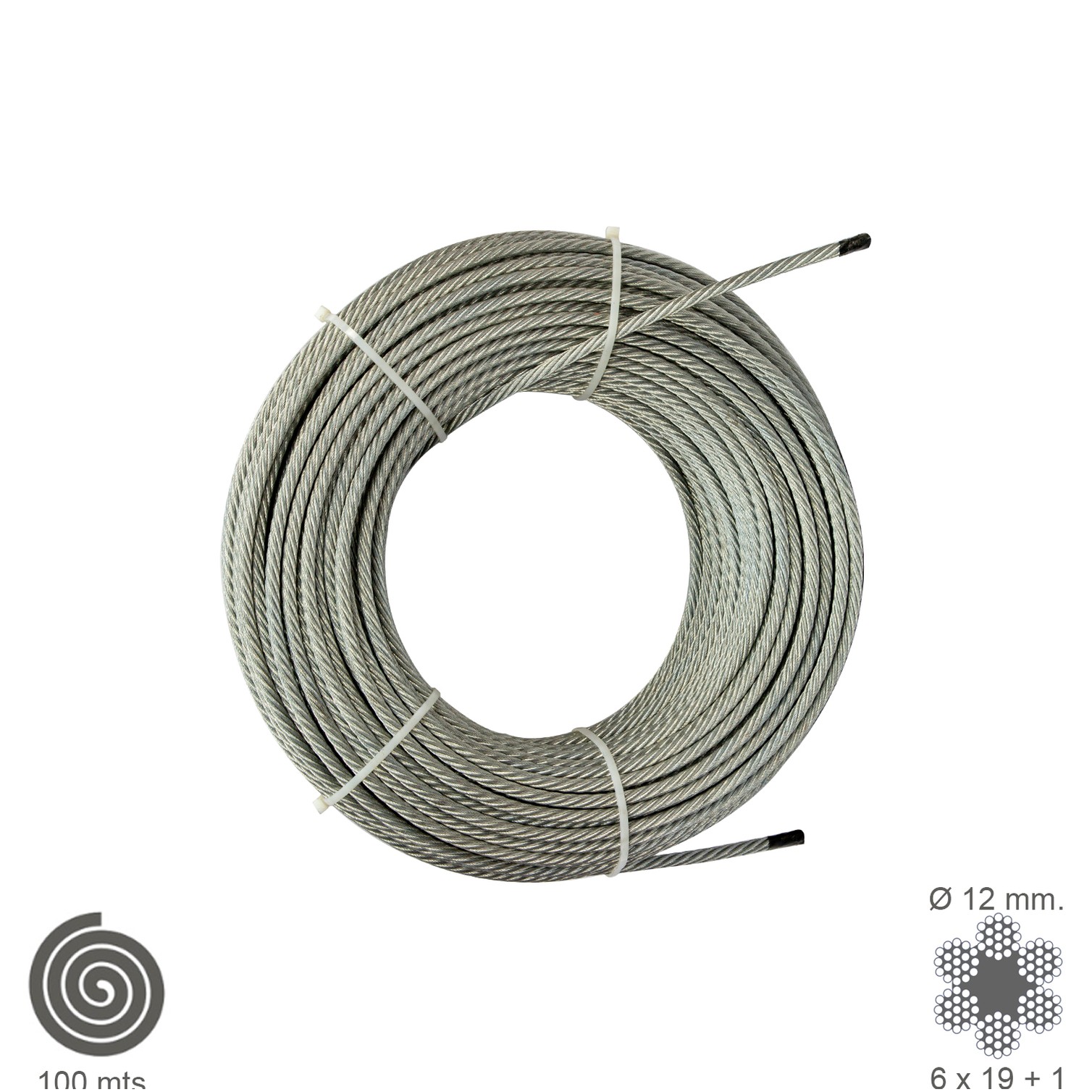 Cable Galvanizado 12 mm. (Rollo 100 Metros) No Elevacion