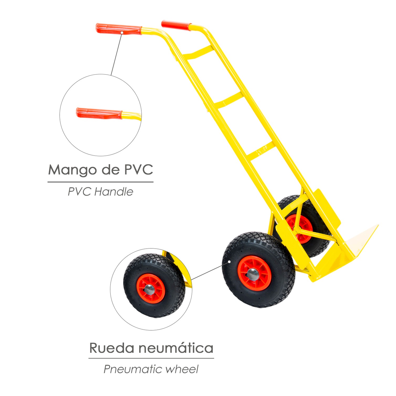 Carretilla Almacen Rueda Neumatica Llanta de Plastico "Easy"