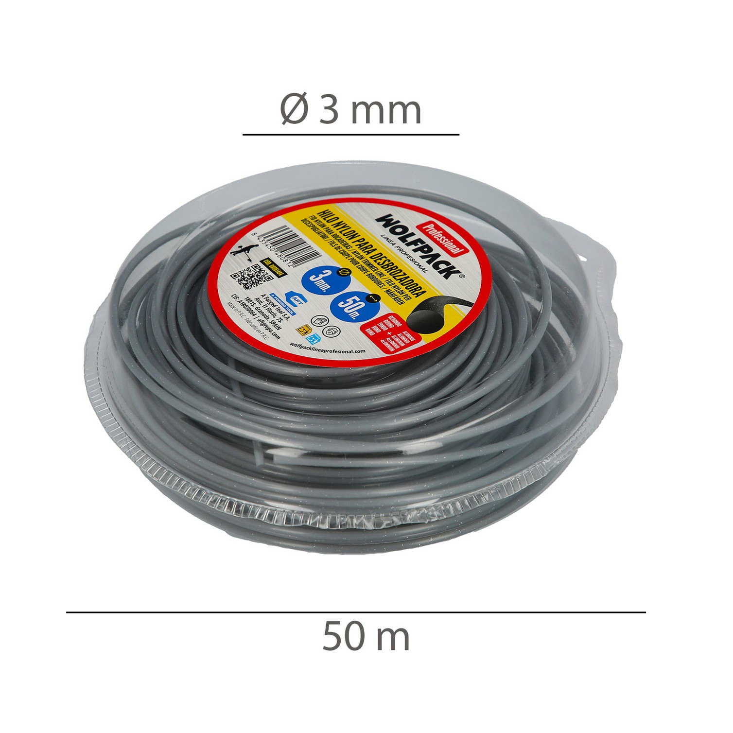 Hilo Nylon/Aluminio Redondo Profesional Ø 3,0 mm. (Dispensador 50 metros)