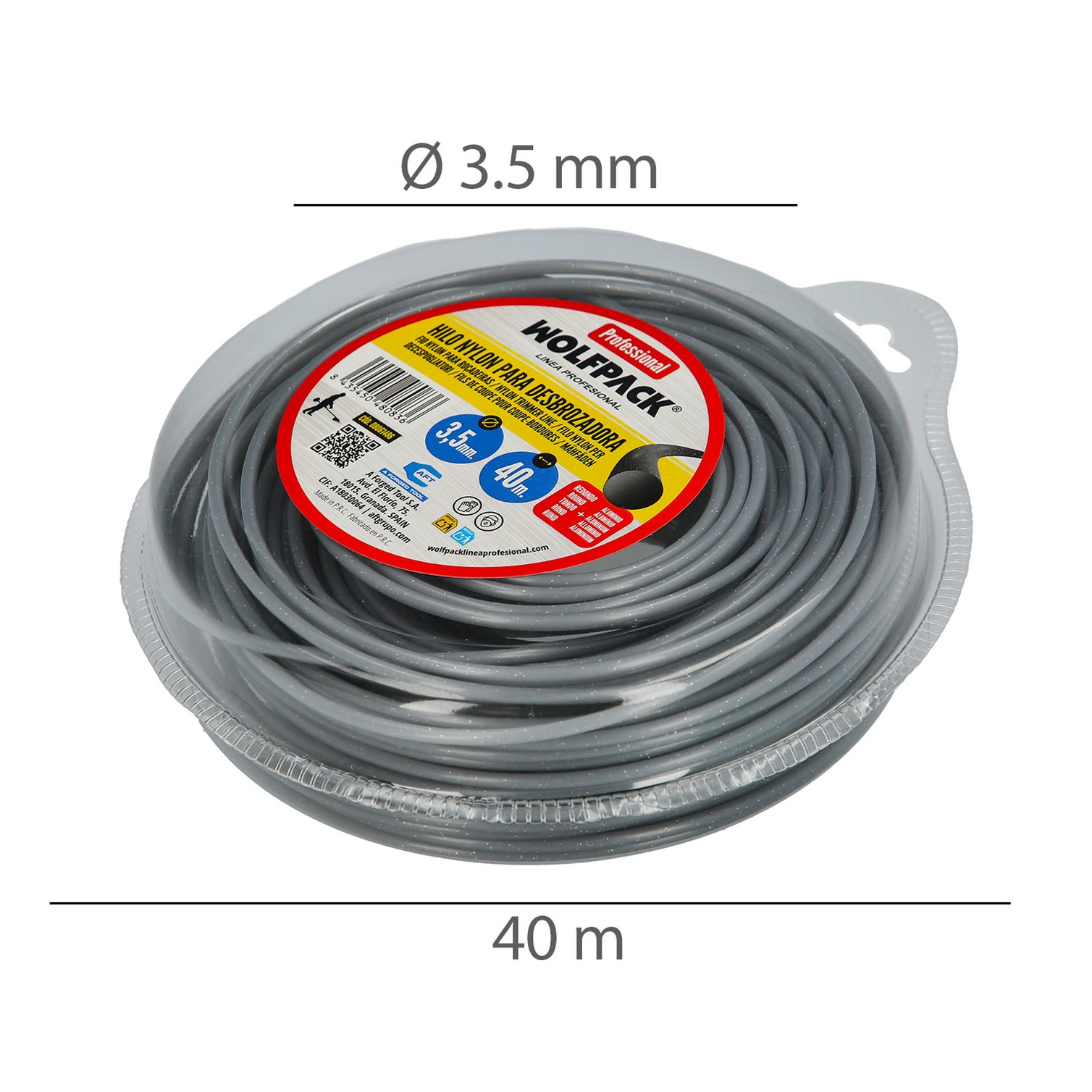 Hilo Nylon / Aluminio Redondo Profesional Ø 3,5 mm. (Dispensador 40 metros)