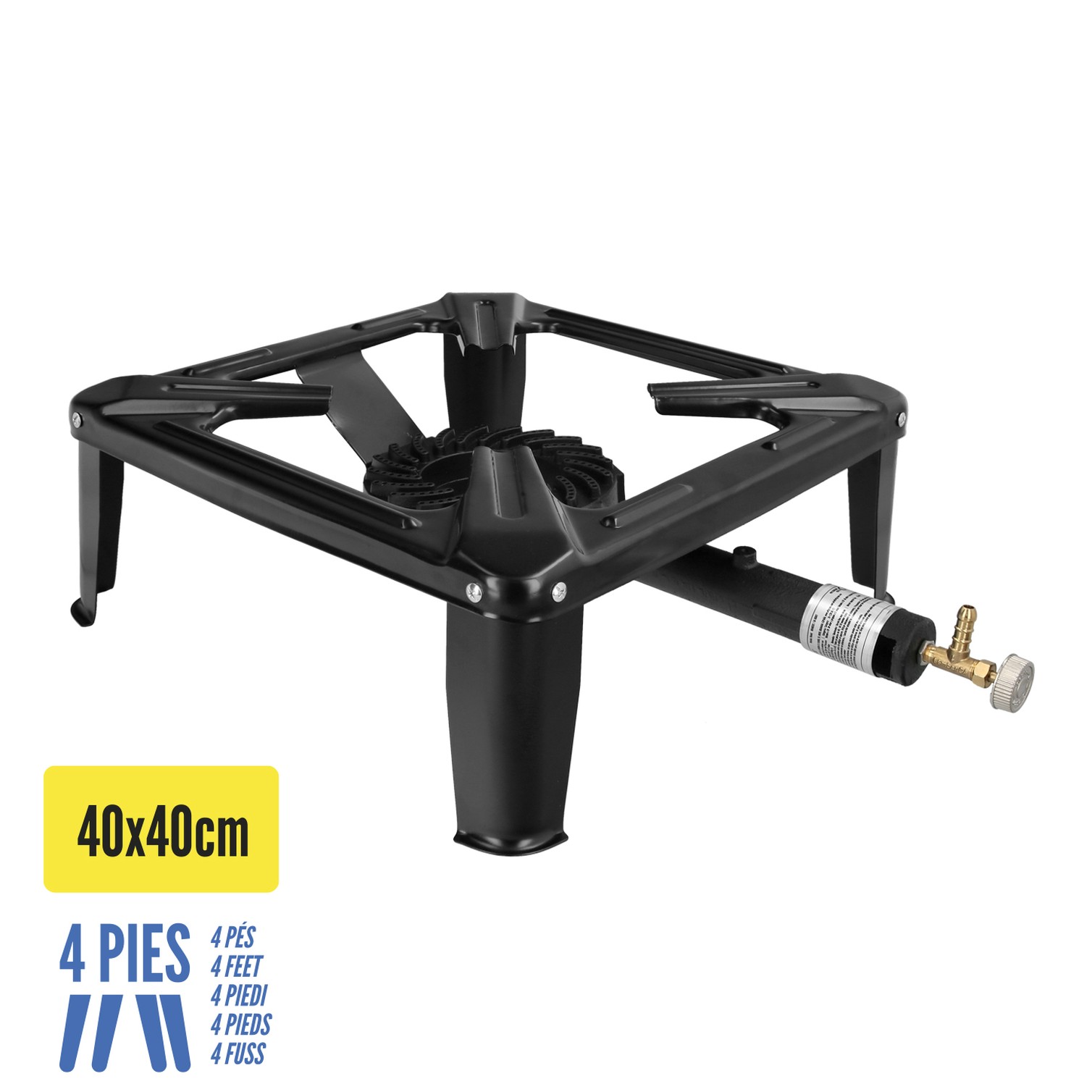 Hornillo Gas 4 Pies 40x40 cm. Potencia 7.000 Watts.