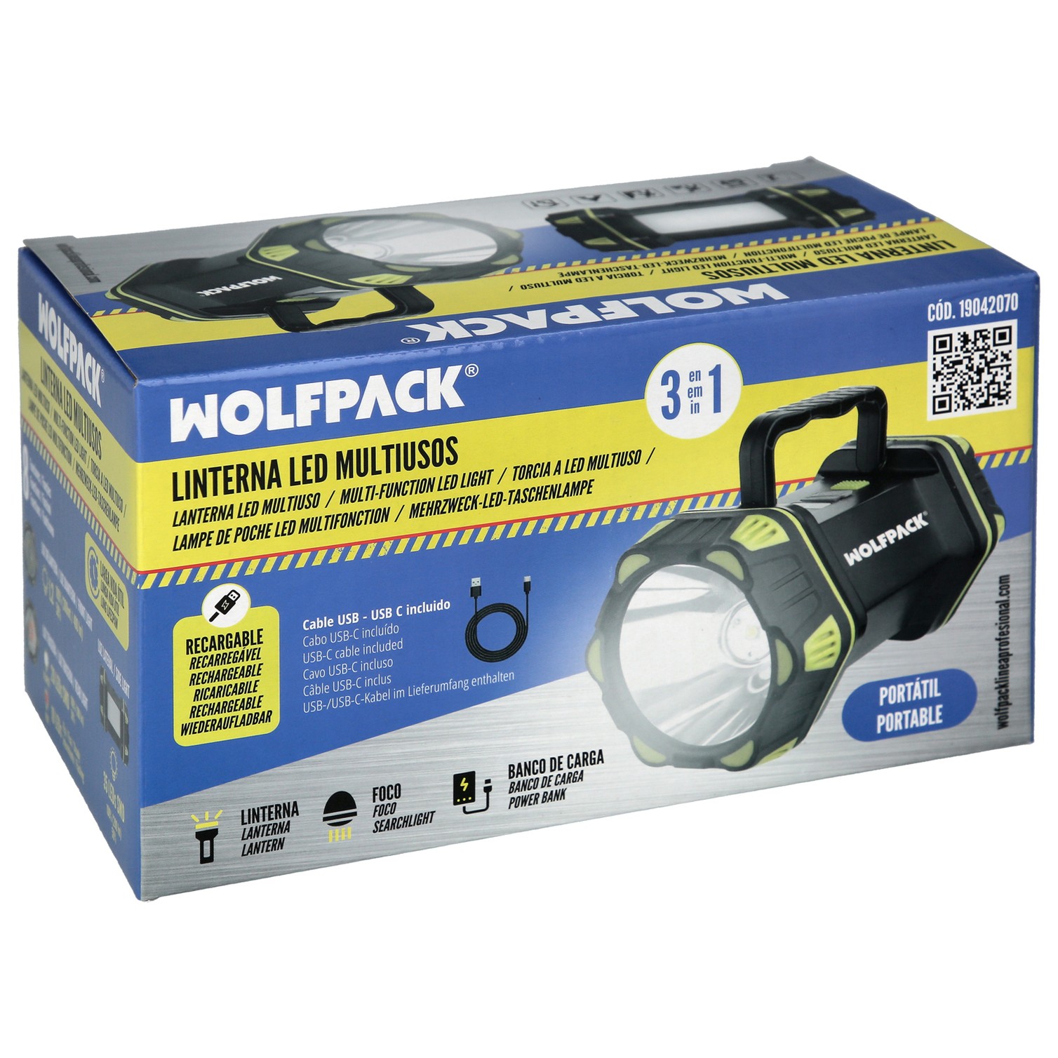 Linterna Led Multiusos 3 En 1 Recargable 400 Lumenes