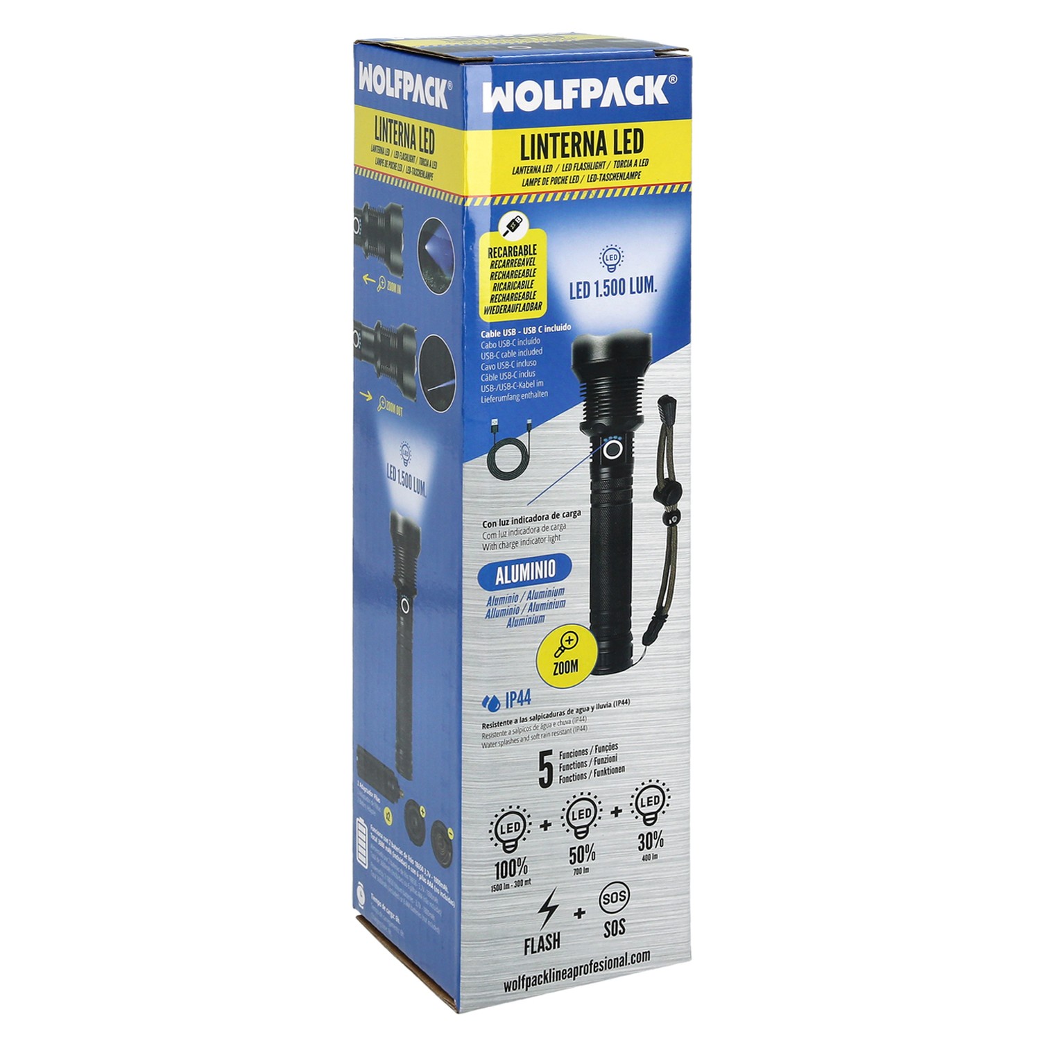 Linterna Led Aluminio Recargable 1500 Lumenes