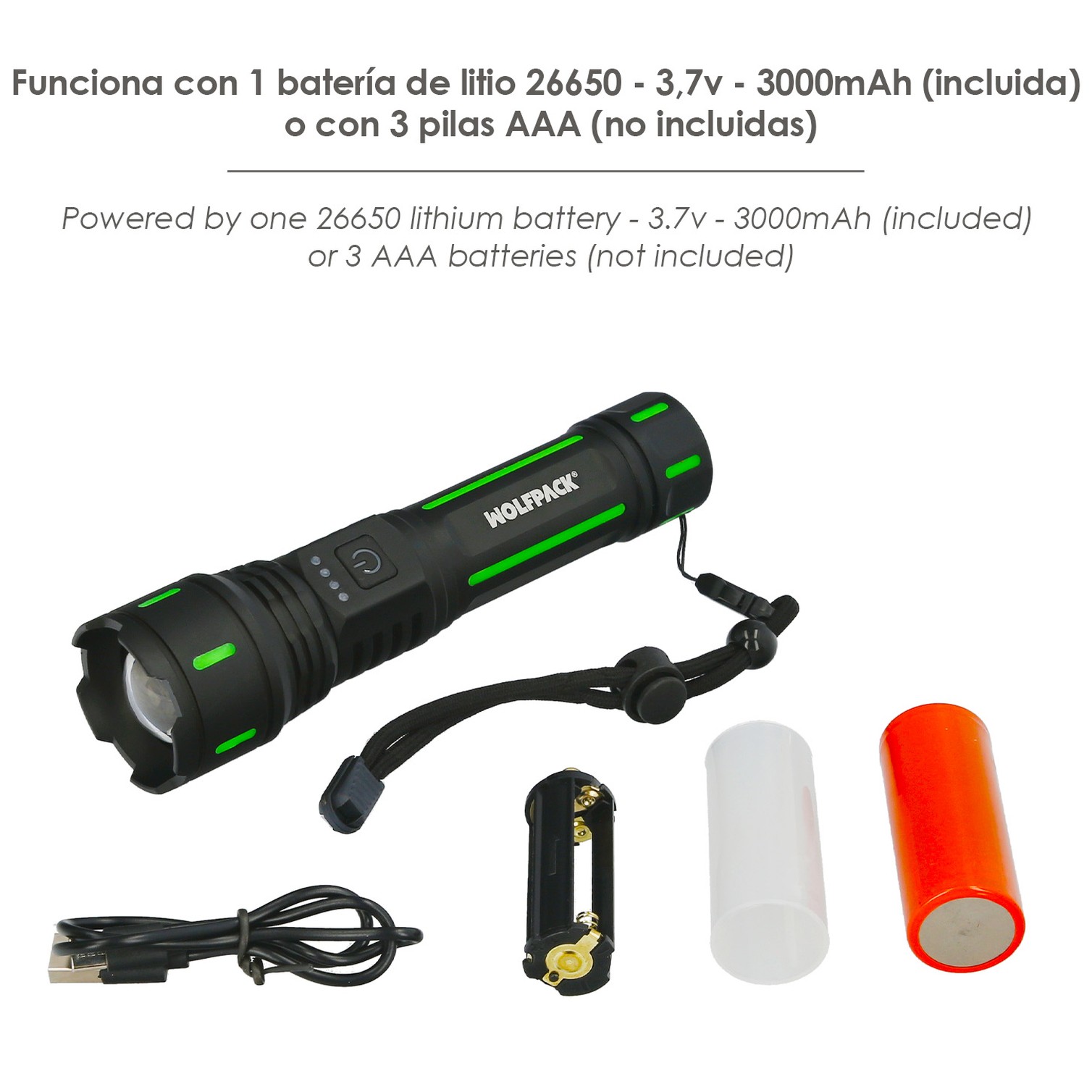 Linterna Led Aluminio Portatil Recargable 800 Lumenes
