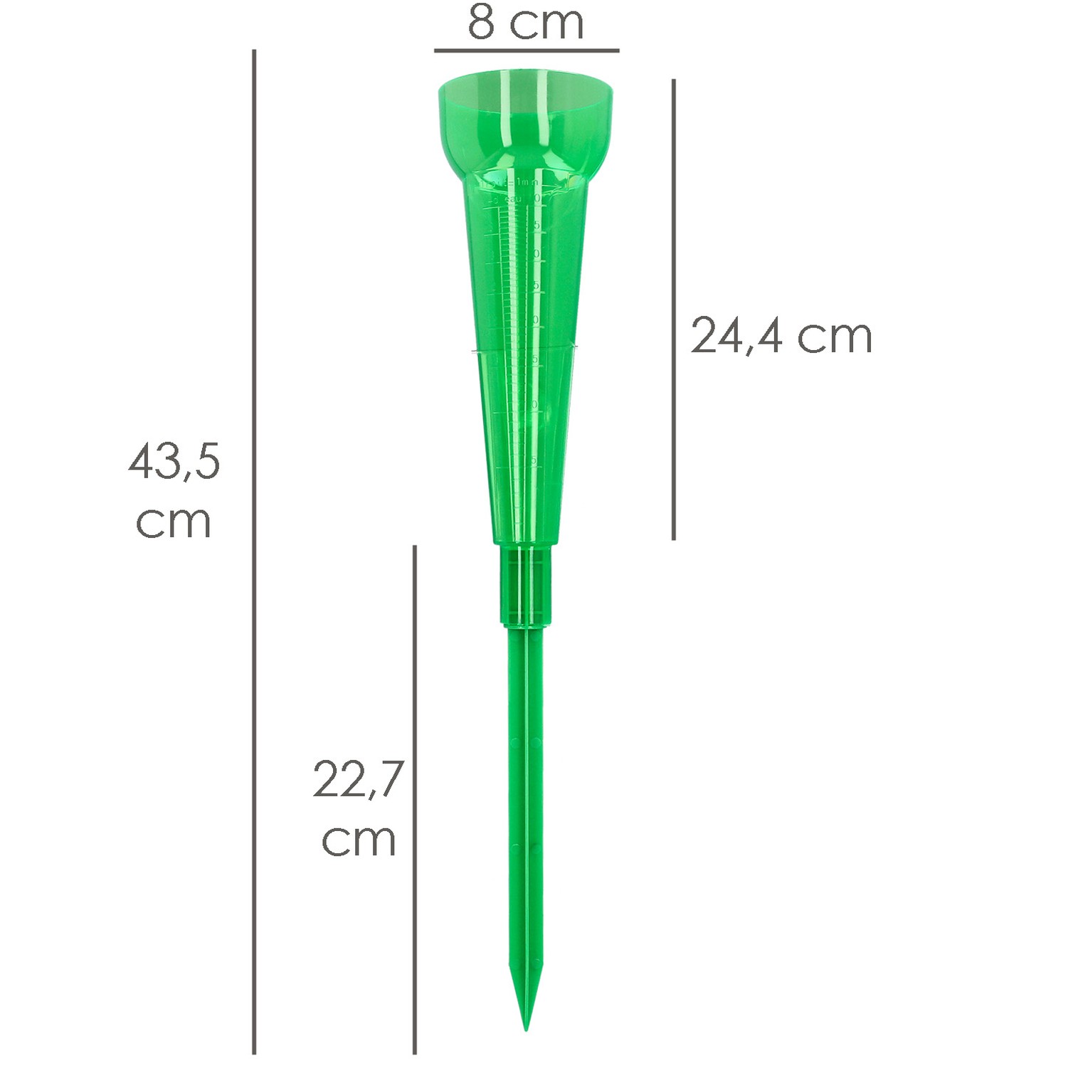Pluviometro Plastico Verde 350 ml. Con piqueta. Medidor lluvia, Monitorizar las Precipitaciones Jardín Exteriores