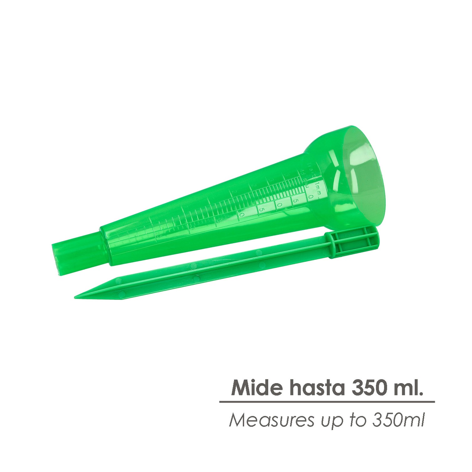 Pluviometro Plastico Verde 350 ml. Con piqueta. Medidor lluvia, Monitorizar las Precipitaciones Jardín Exteriores