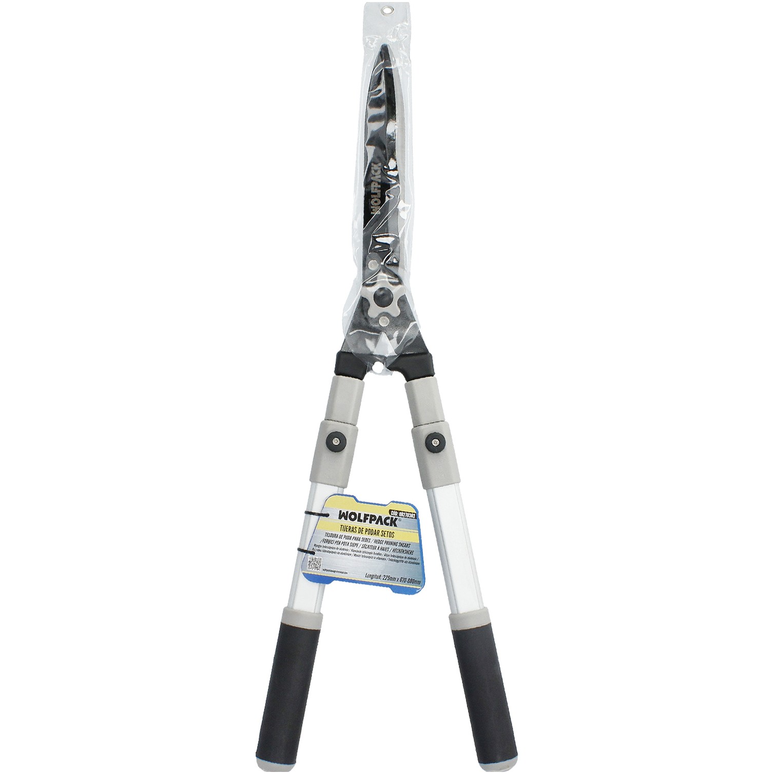 Tijeras Podar Setos 2 Manos Aluminio Telescopicas, Hojas Acero Antiadherente, Mango TPR, Ajuste Corte,