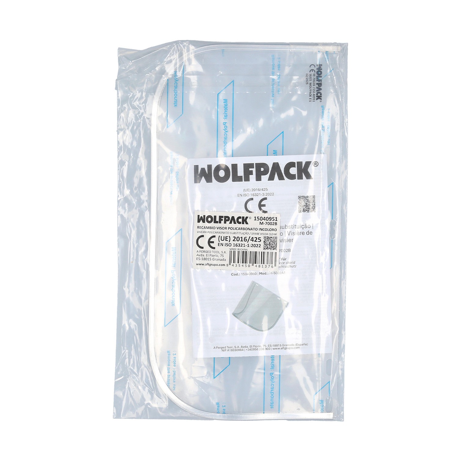 Protector Facial policarbonato Transparente. Recambio