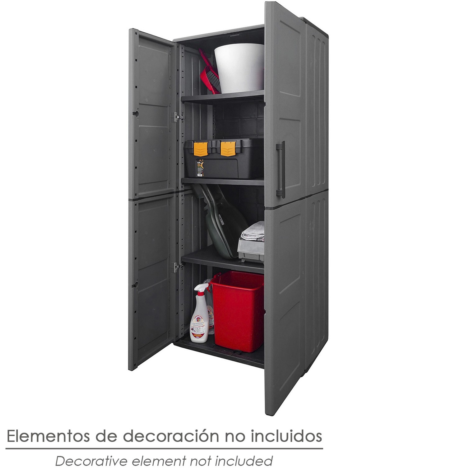 Armario Resina Alto 68x37x169 cm. Color Gris Oscuro